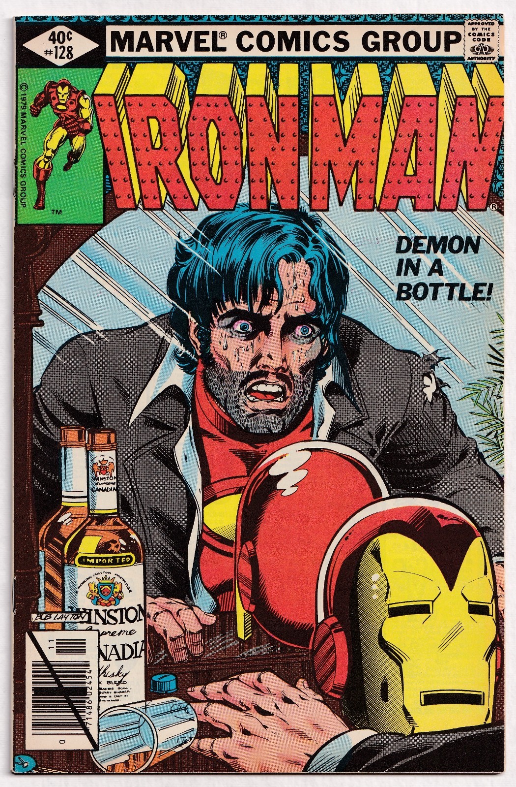 Iron Man #128 (Marvel Comics 1979) - Iconic Bob Layton alcohol cover VF-/VF