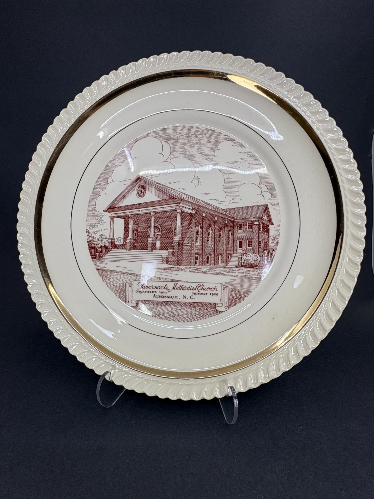 Vintage Church Plate Tabernacle Methodist Church Albemarle, North Carolina VTG
