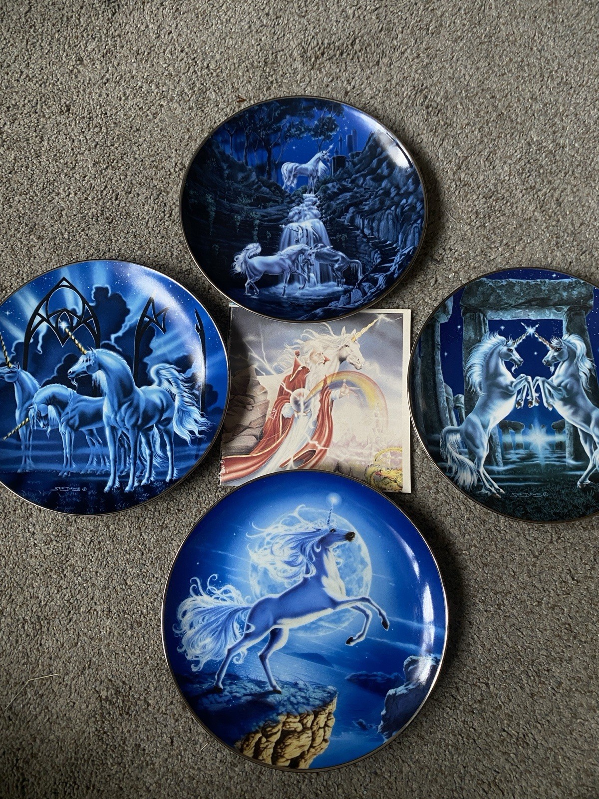 Vtg Franklin Mint “Mystical Moon Of The Diamond Unicorn” By Sue Dawe.Rare Bundle