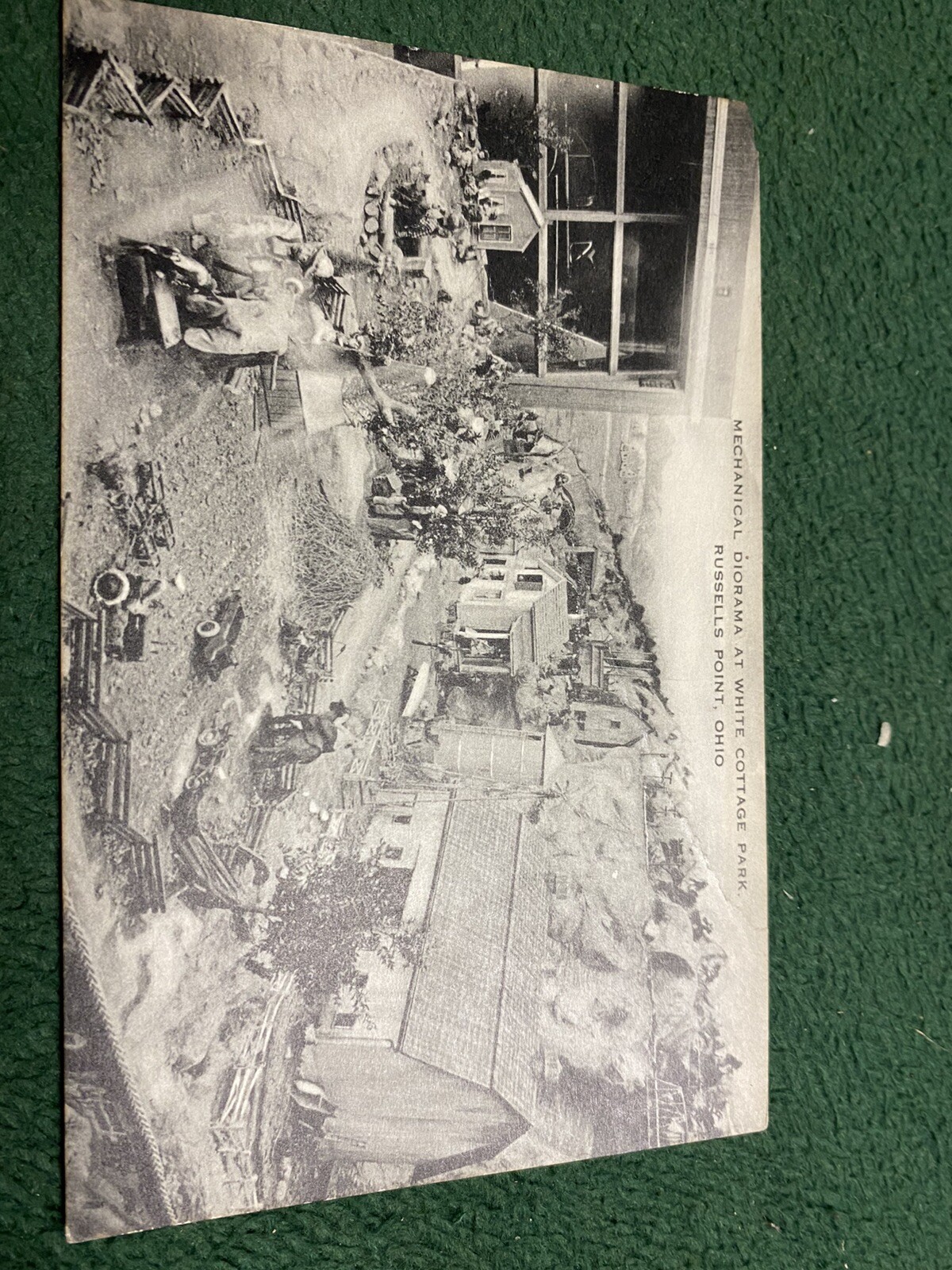 Vnt. postcard Mechanical Diorama st cottage park Russells point ohio 