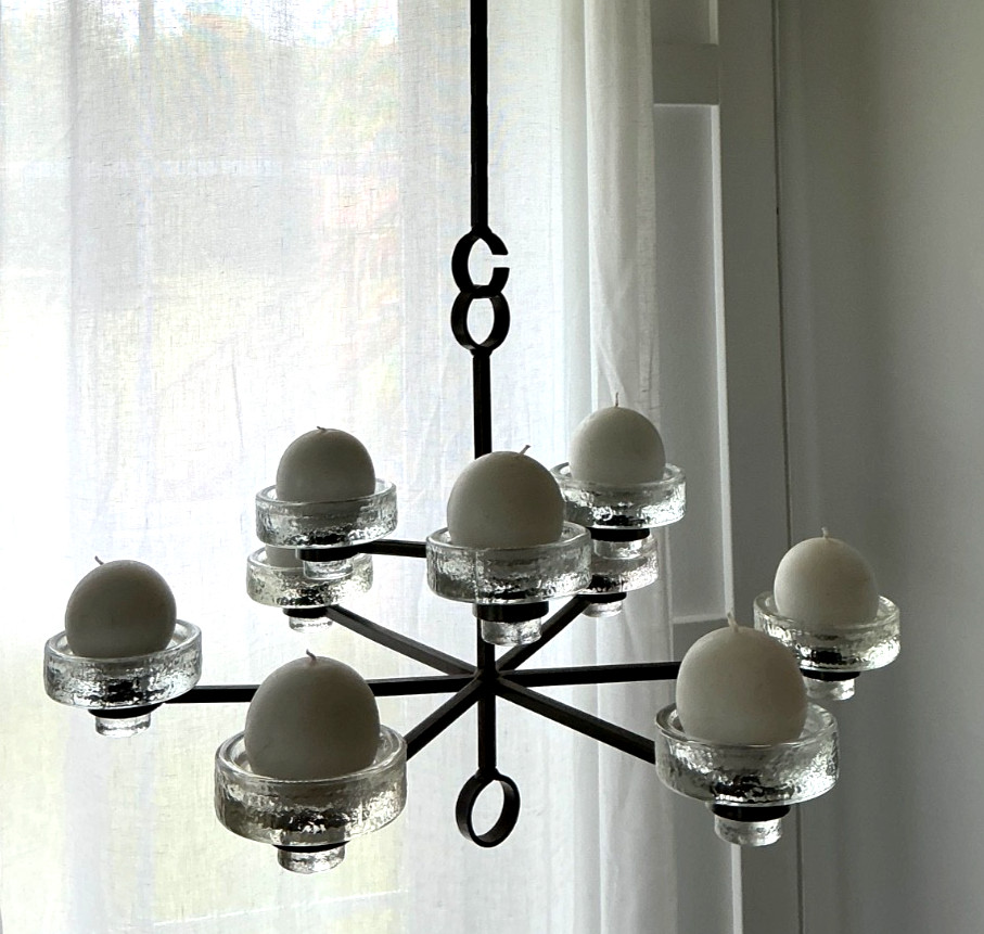 Erik Hoglund Chandelier Candelabra 9 Candle Holder Vtg Danish Mod ✨FREE SHIPPING
