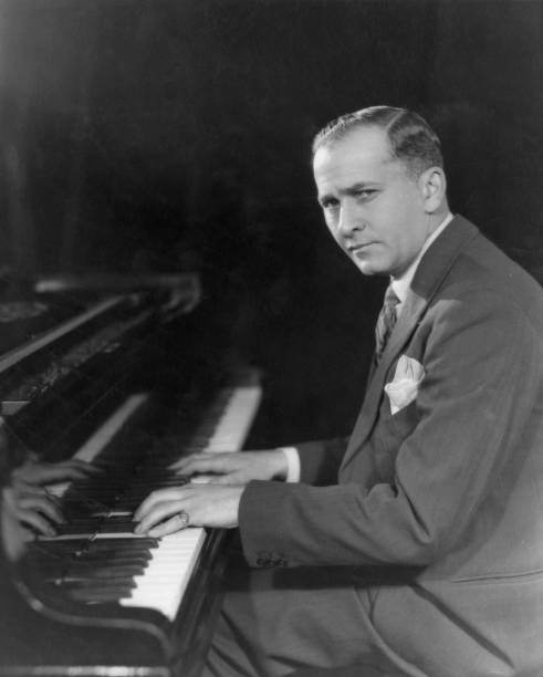 American Pianist And Composer Melville Gideon Sitting At The Piano Old Photo