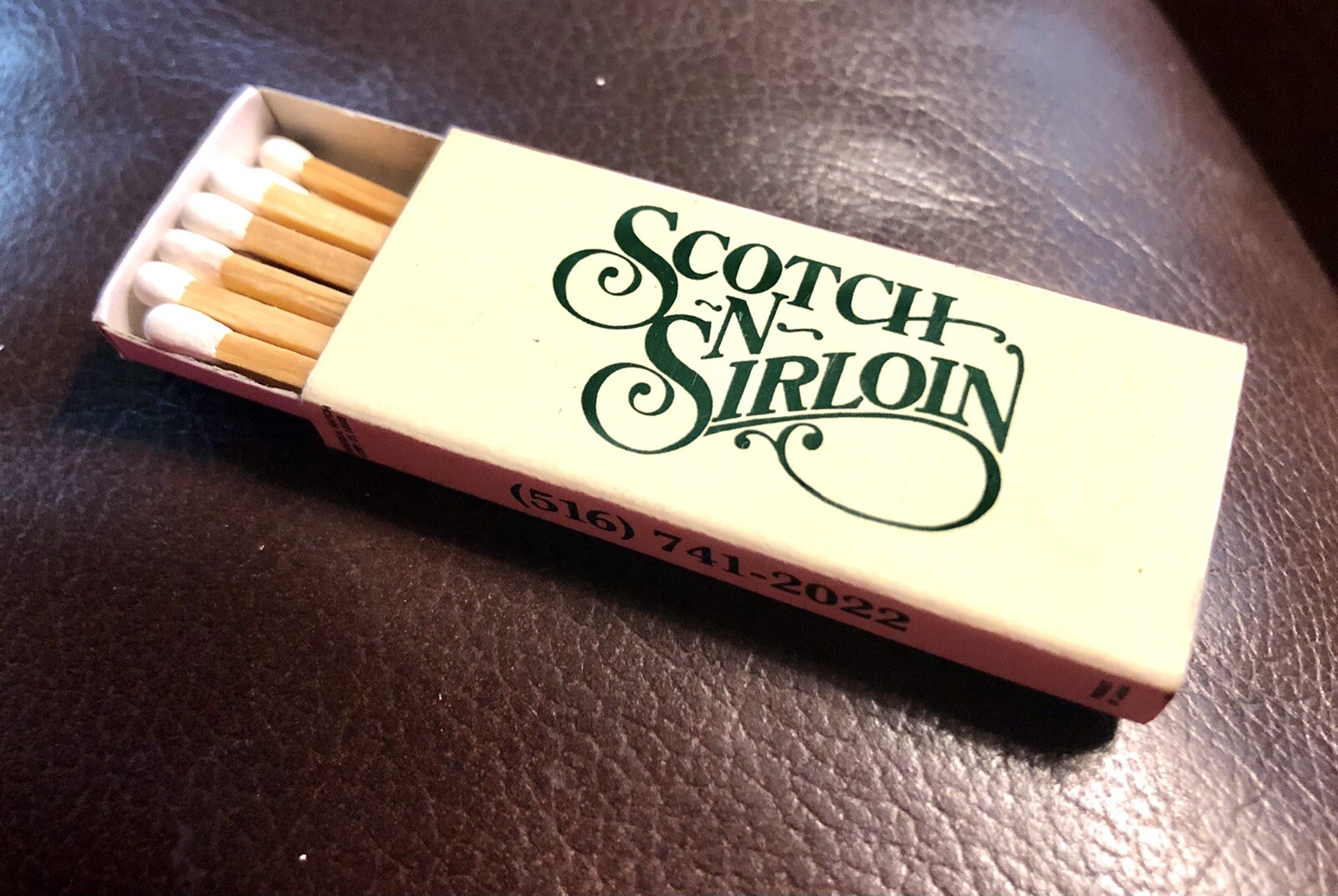 Scotch ‘N Sirloin Steakhouse, Carle Place New York, Slim Full Unstruck Matchbox