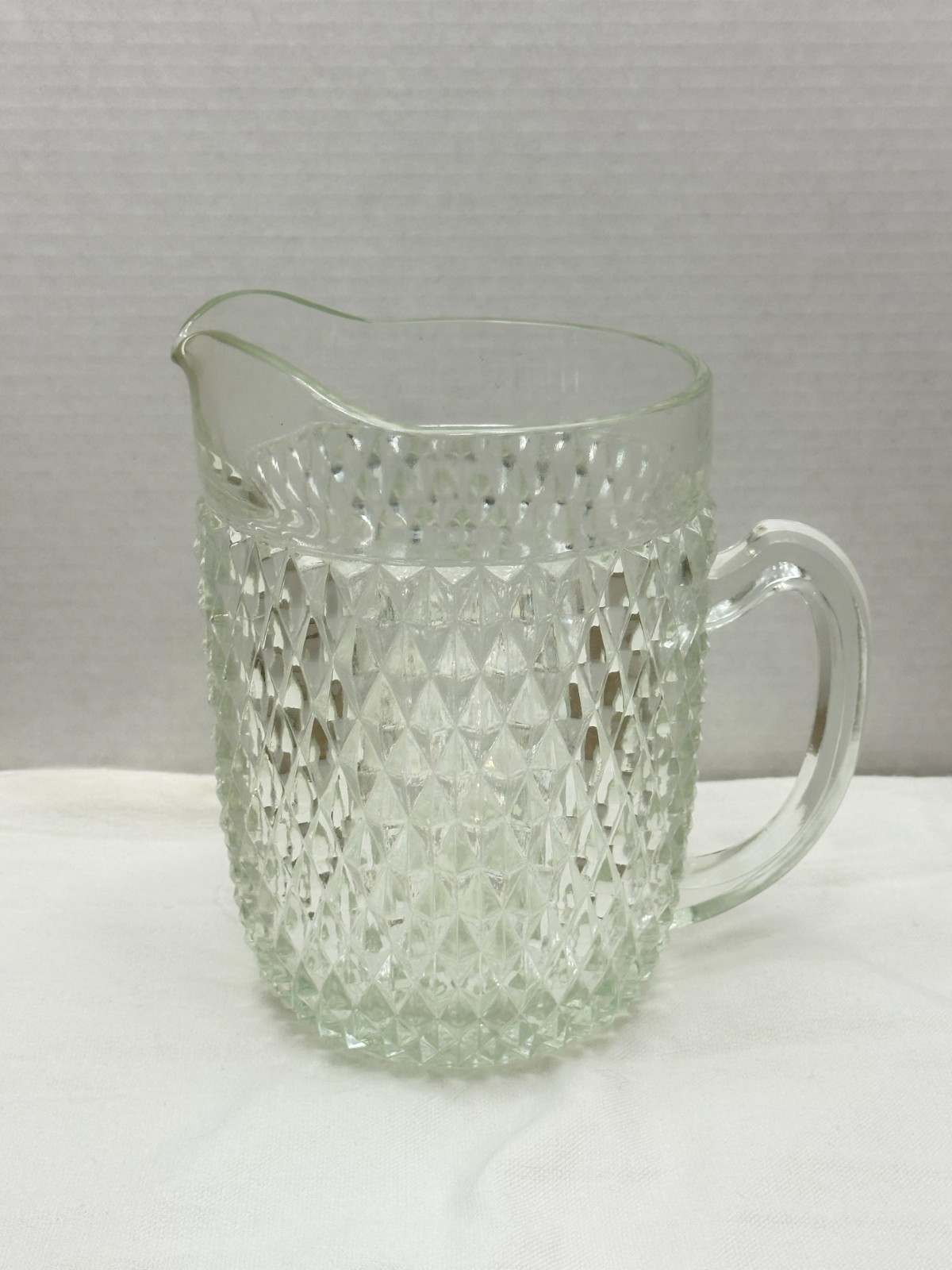 Indiana Glass Diamond Point Clear 52 oz Pitcher Heavy Pressed