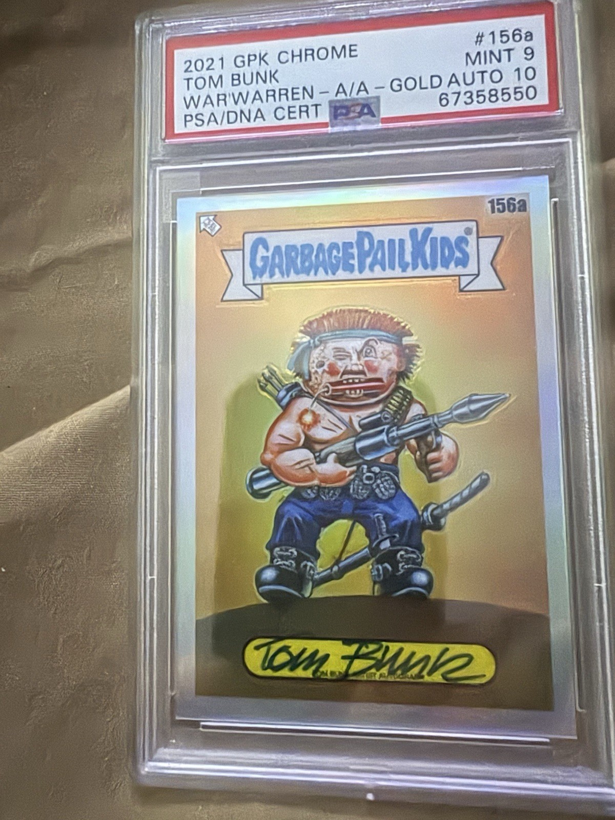 Topps 2021 GPK Chrome Garbage Pail Kids Gold #156a Tom Bunk Auto PSA 67358550 Topps 2021 GPK Chrome Garbage Pail Kids Gold #156a Tom Bunk Auto PSA 67358550