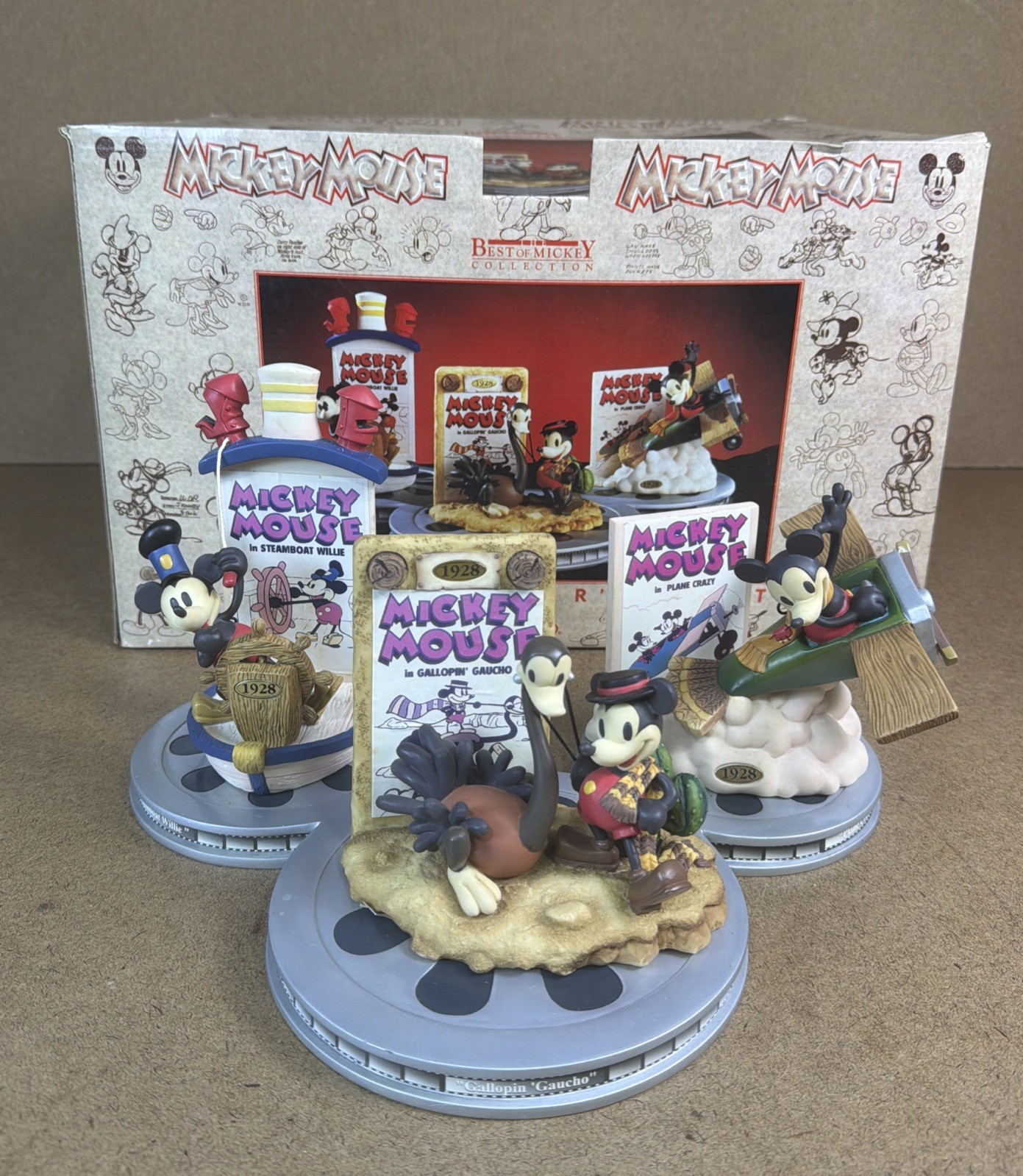 Enesco Best of Mickey Steamboat Willie/Galloping’ Gaucho/Plane Crazy #42/1928