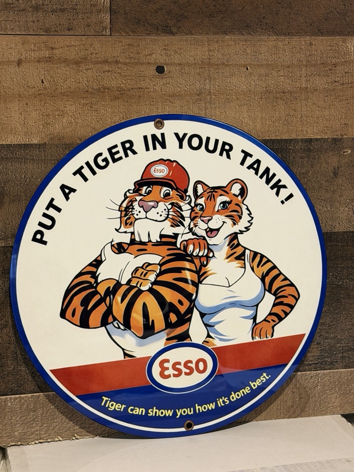 Hi Gloss Put Esso Tiger In Tank Gasoline Vintage  Style Metal Sign