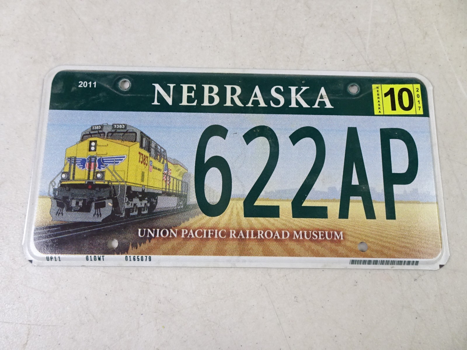 Original 2011 Nebraska Union Pacific Museum License Plate - #622AP - Expired