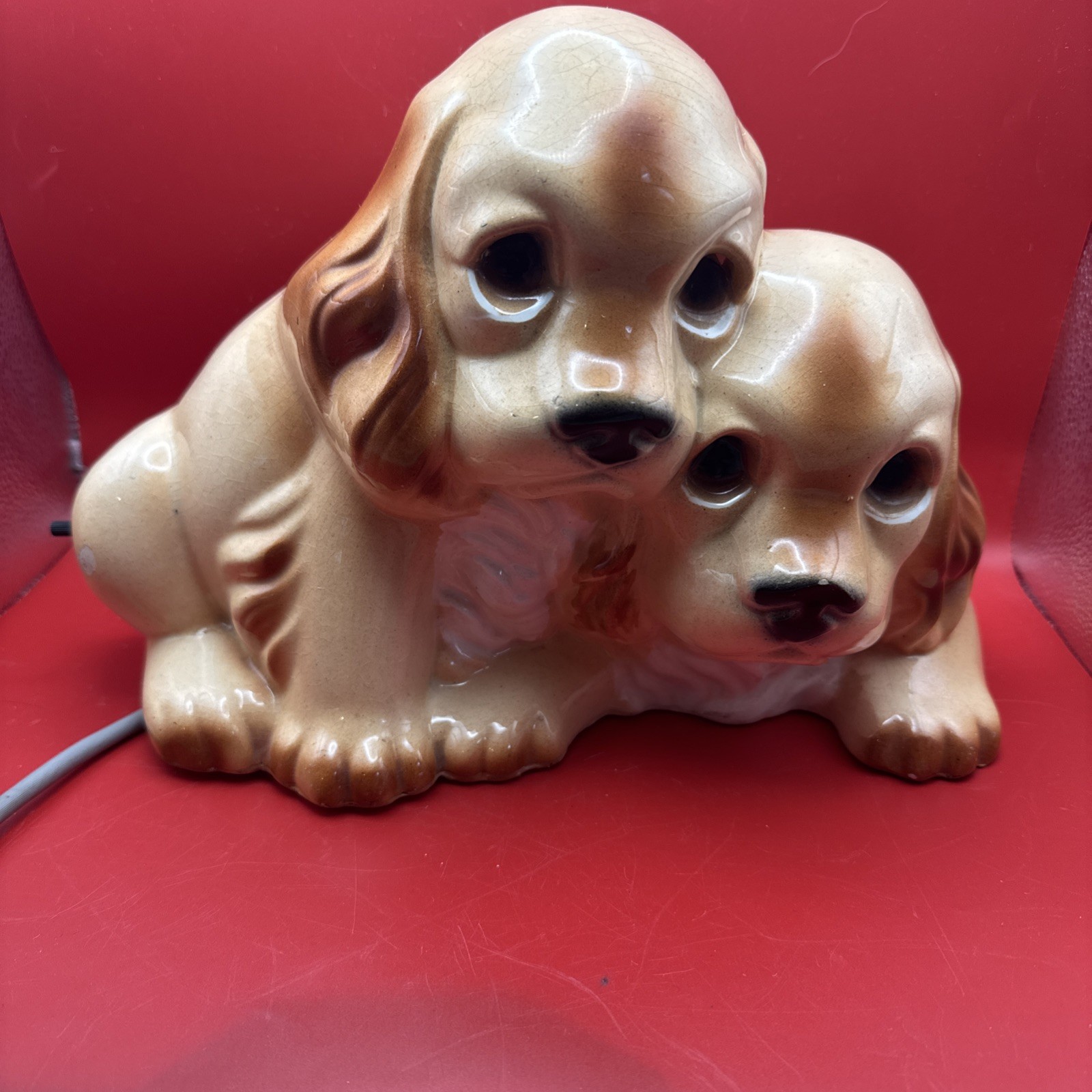 VINTAGE 1956 Leland Claes Cocker Spaniel Dog TV Lamp Mid Century Light  WORKS