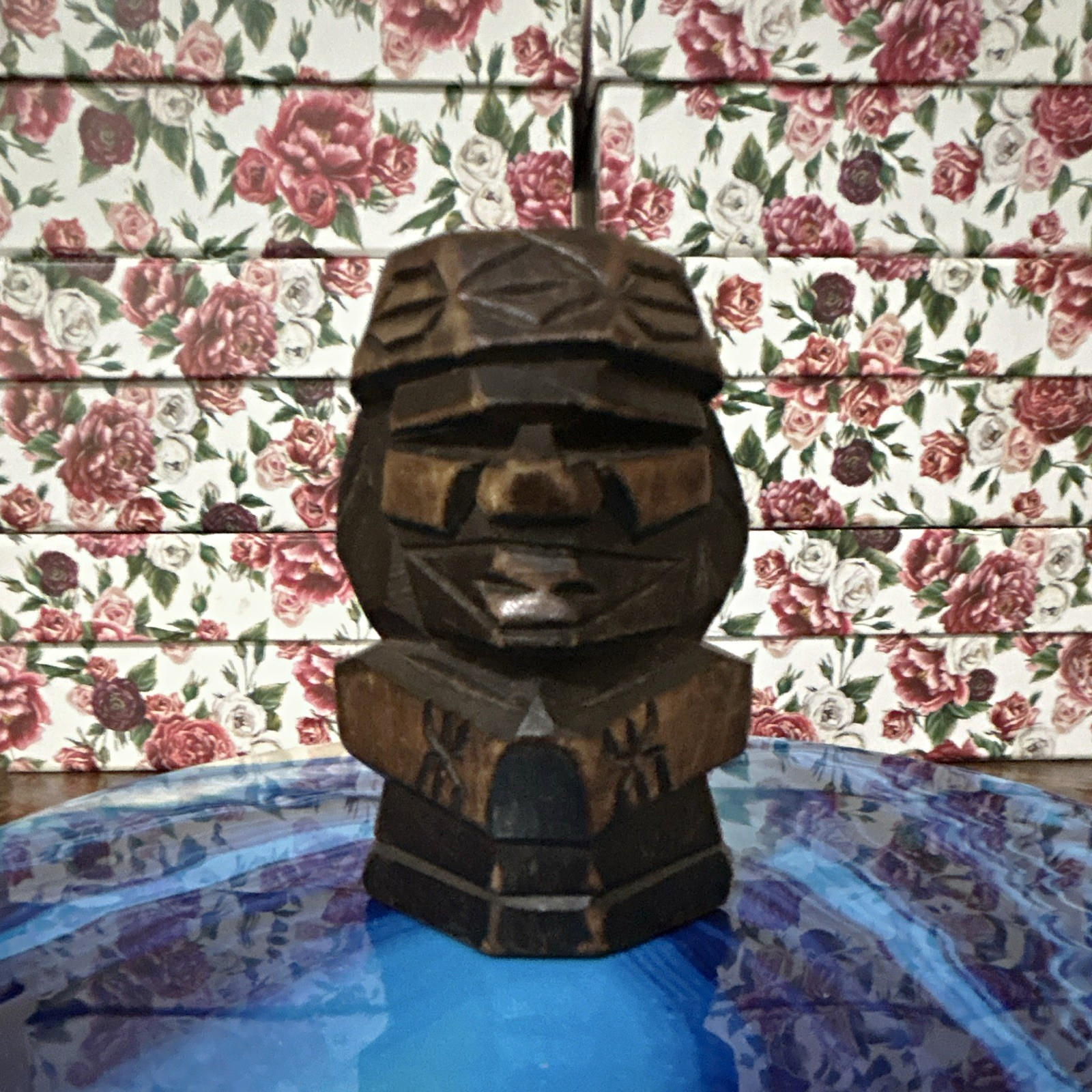 Carved Wooden Hawaiian Tiki Figurine Statue, Dark Brown, Ownership History N/A Carved Wooden Hawaiian Tiki Figurine Statue, Dark Brown, Ownership History N/A
