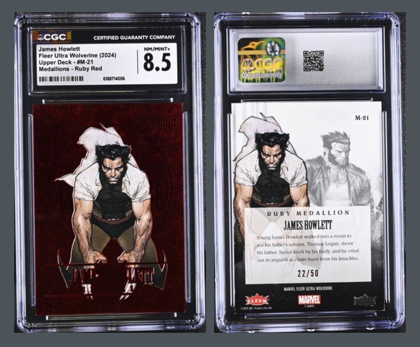2023 Fleer Ultra Marvel Wolverine Ruby Red Medallion Trading Card /50 CGC 🚨 2023 Fleer Ultra Marvel Wolverine Ruby Red Medallion Trading Card /50 CGC 🚨
