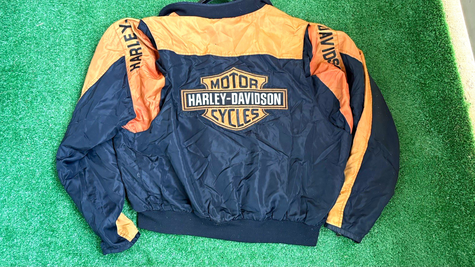 Harley-Davidson Men\'s Zip Jacket XL Black/Tan 100% Polyester Large Back Logo