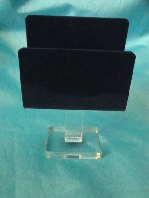 Vintage MCM Lucite Napkin Holder Plastic Pedestal Footed Base Blue Clear 1960s