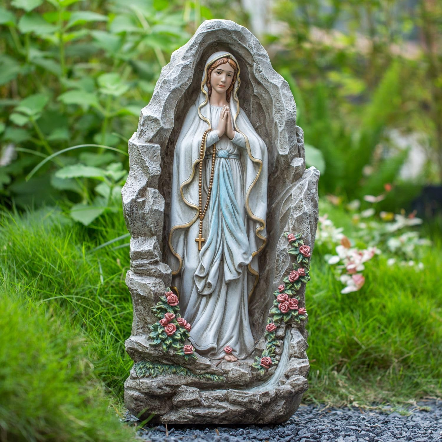 Our Lady of Lourdes Statue - 24 Inches Virgin Mary Statue Outdoor Catholic Garde