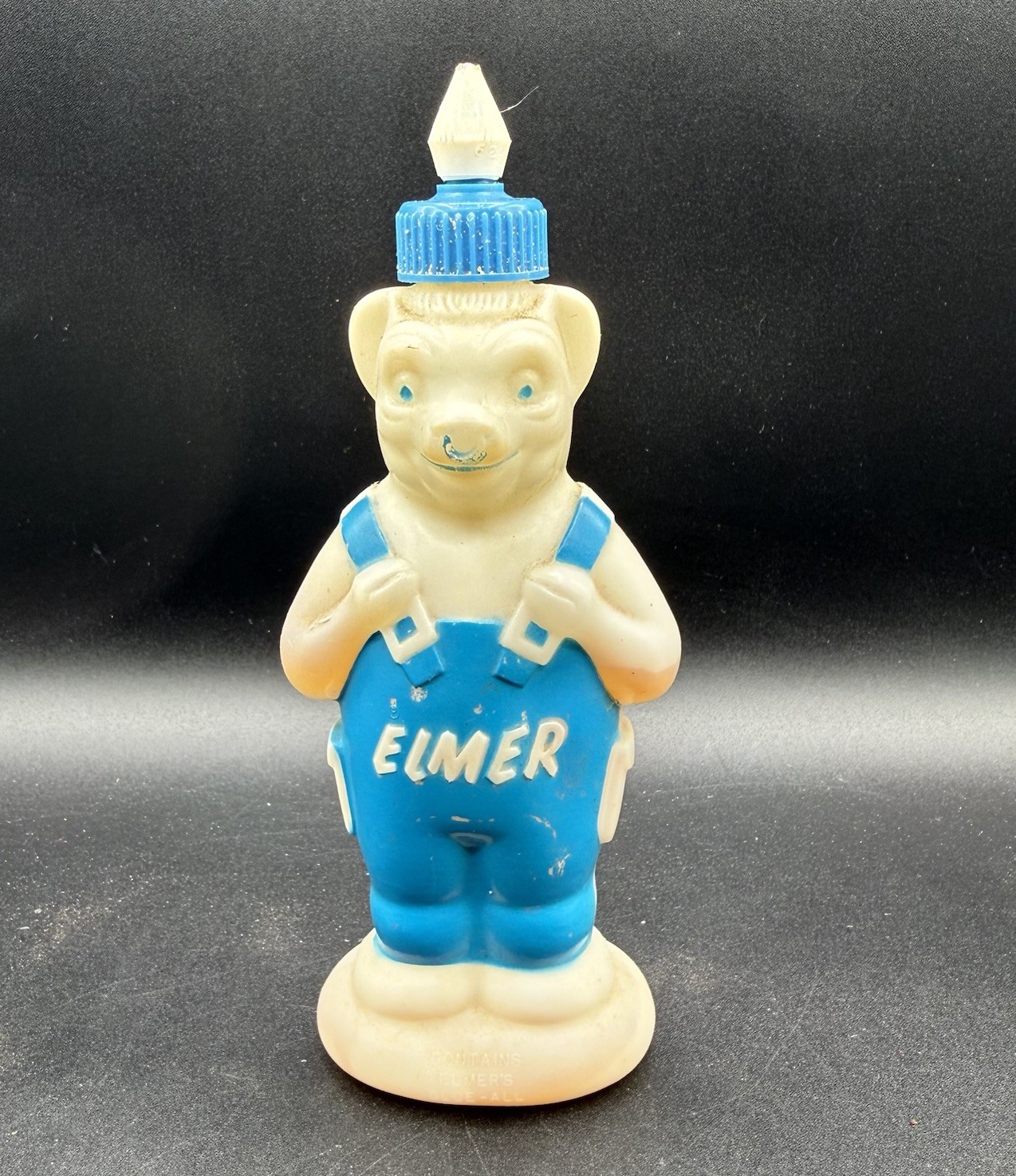 Vintage Elmer's Glue Elmer Cow Farmer Figure Bottle 1950's