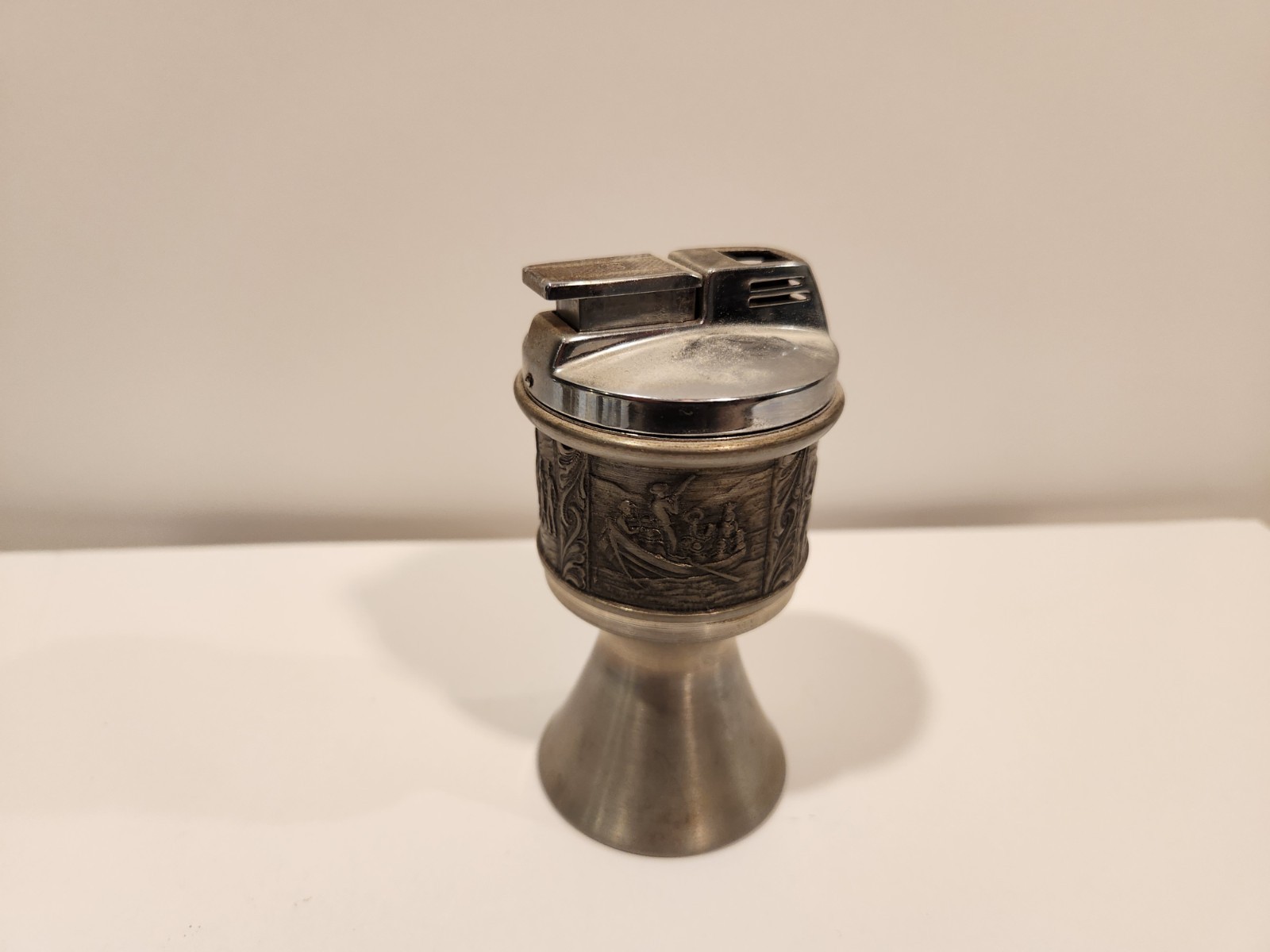 Vintage Norwegian pewter viking Table Lighter
