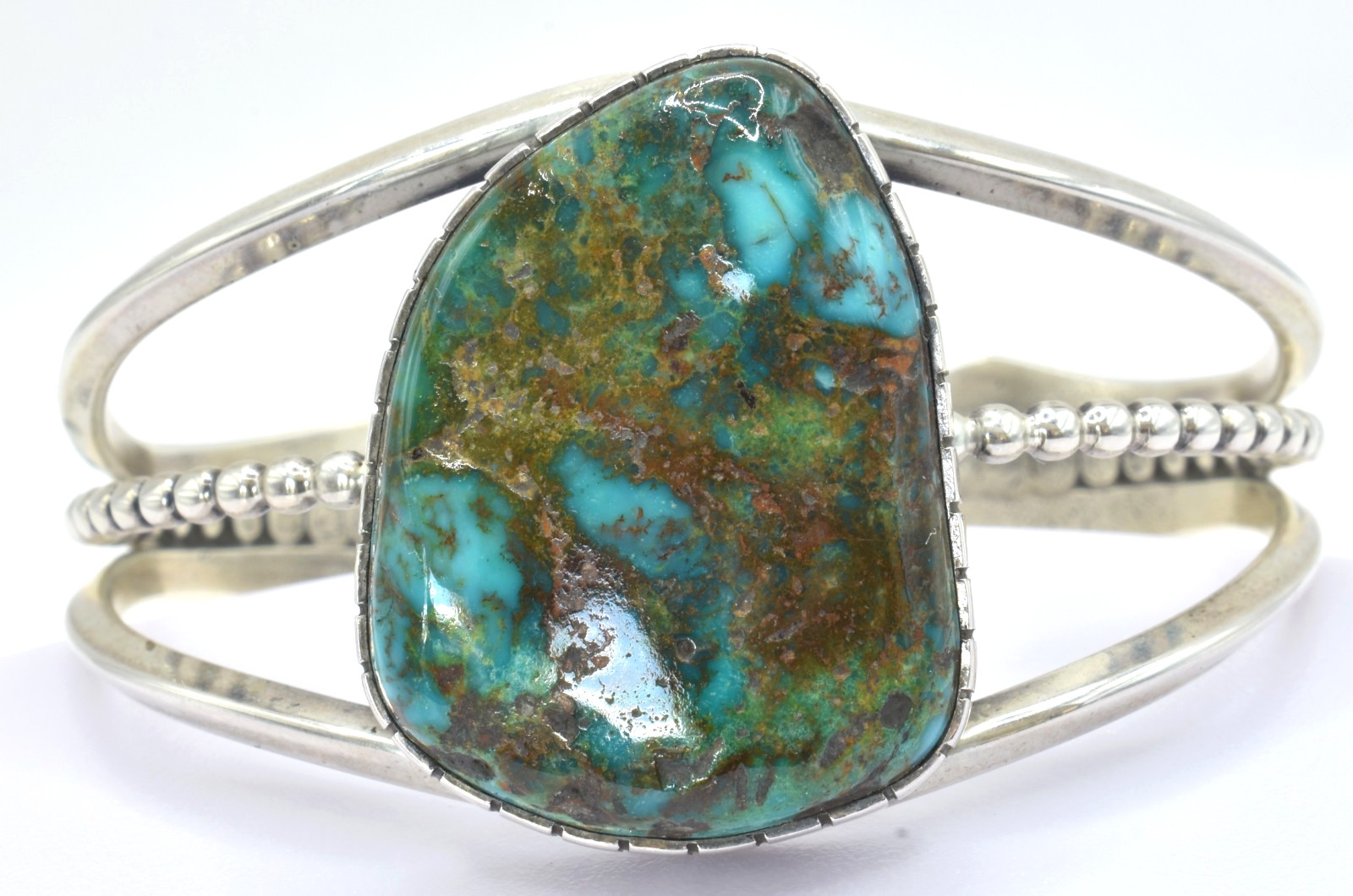 Navajo SIGNED Raymond Delgarito Vintage Sterling Silver Turquoise Cuff Bracelet