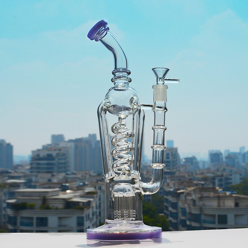 purple Recycler rig Coil tree Showerhead Base bong 13\