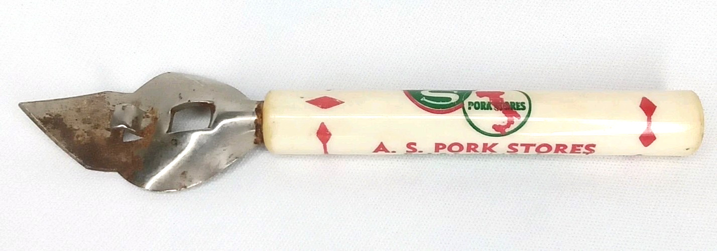 Vintage 1960s Advertising Bottle Opener AS Pork Stores Paterson New Jersey