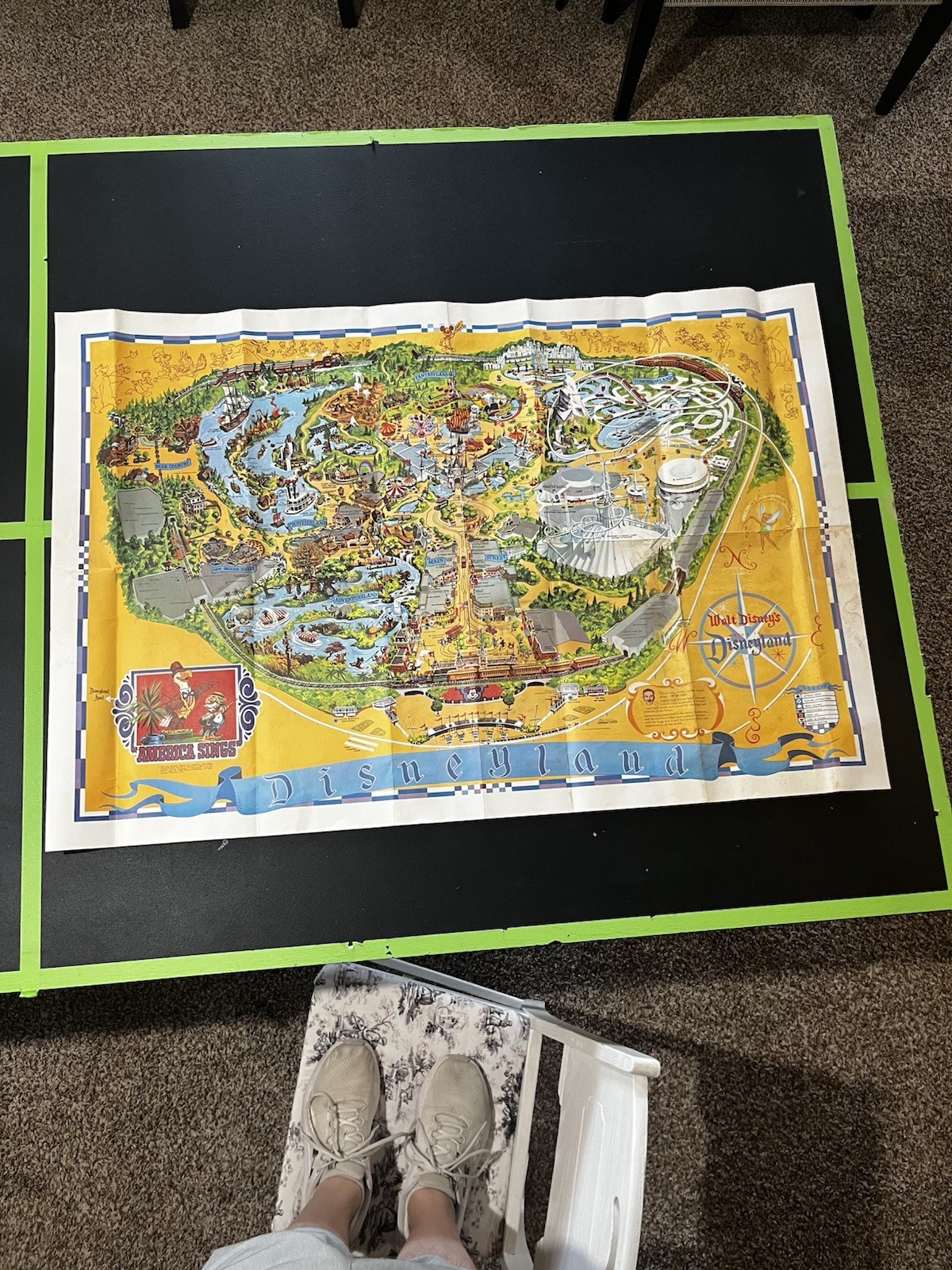 Vintage 1974 Disneyland Wall Map Poster Guide Walt Disney 30\