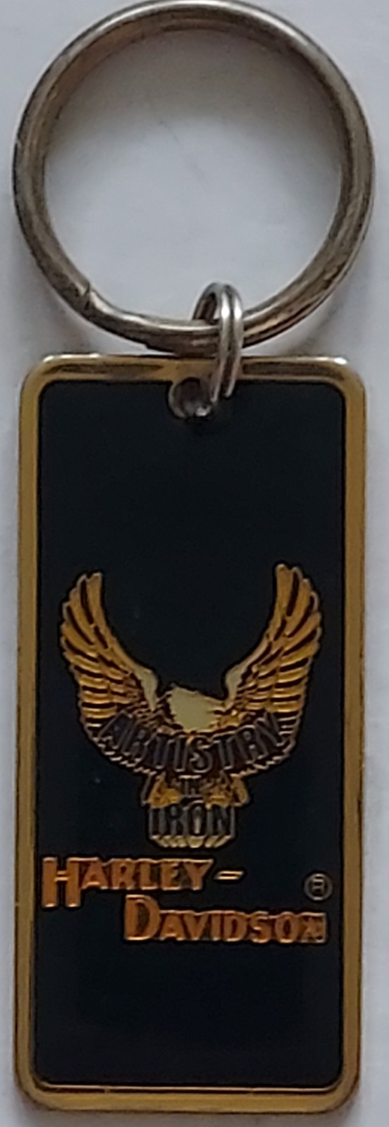 Vintage 1984 Harley Davidson Baron Brass Keychain Artistry In Iron Key Ring