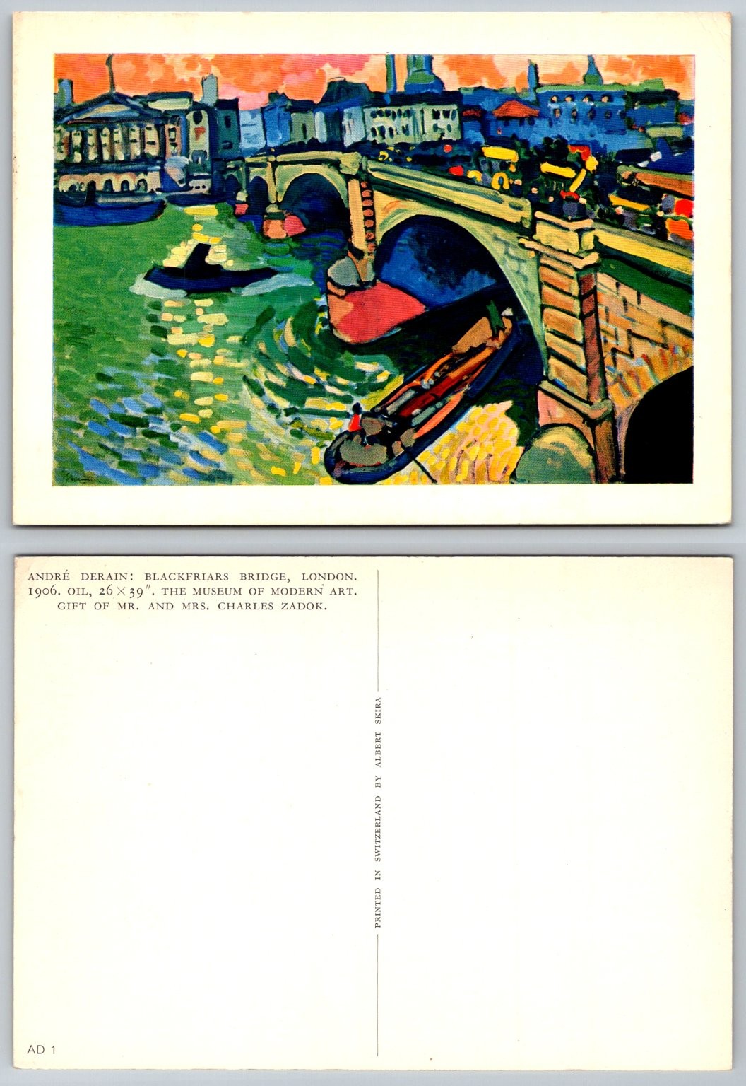 André Derain Blackfriars Bridge London 1906 Fauvist Art Postcard Skira MoMA