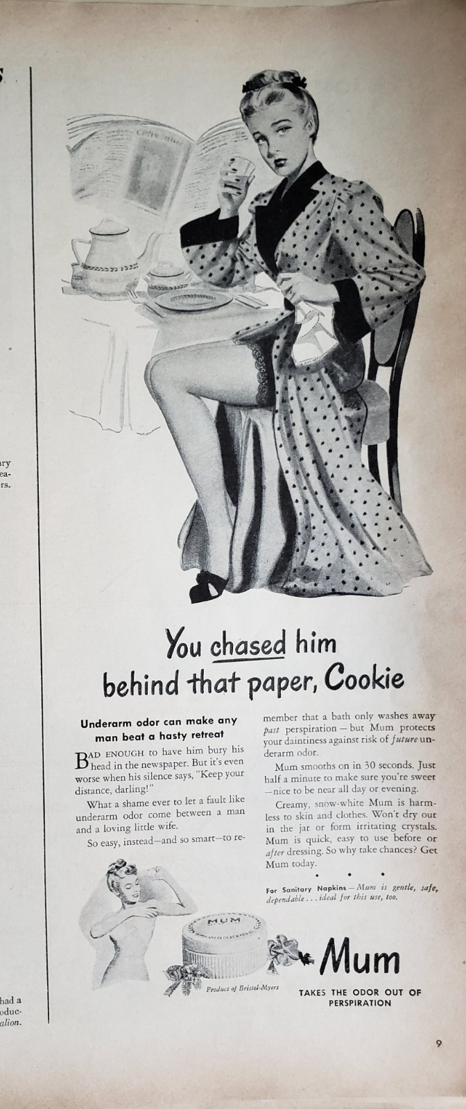 1946 MUM Deodorant Print Ad Vintage Ephemera Wall Art Decor Paper
