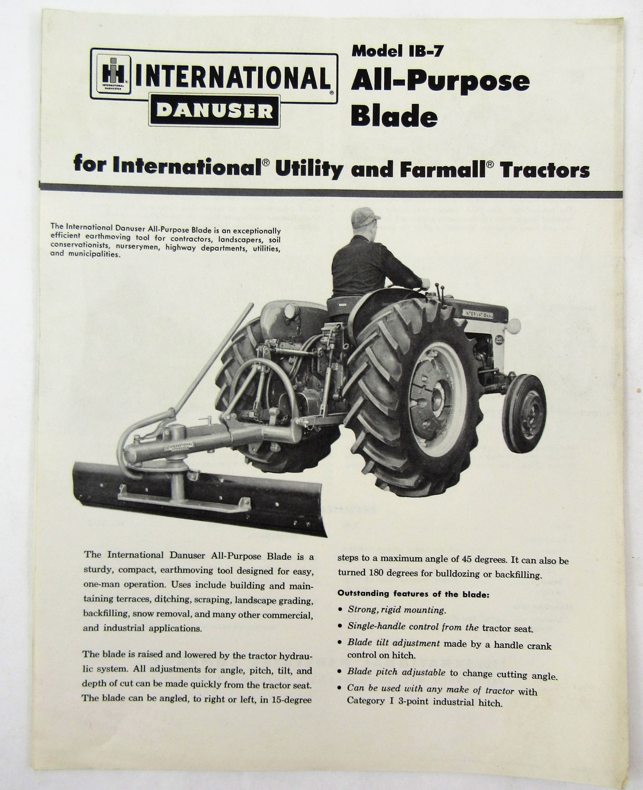 c1955 International Harvester IB-7 All Purpose Blade Dealer Advertise DANUSER 