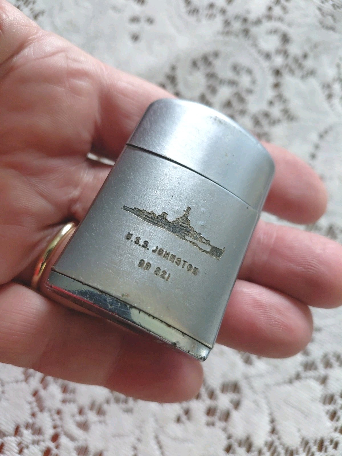 Vtg 1954-1958 USS DD 821 Navy Destroyer Suez Crisis NATO Europe Ronson Lighter