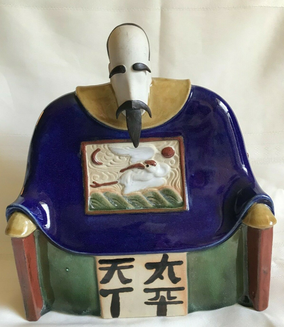 ORIENTAL MAN ~ SQUARE STATUE / FIGURINE ~ UNMARKED ~ PLASTER ~ 10\ ORIENTAL MAN ~ SQUARE STATUE / FIGURINE ~ UNMARKED ~ PLASTER ~ 10\