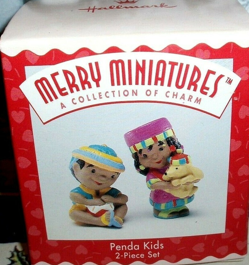 Penda Kids`1996`Merry Miniatures-2 Piece,Hallmark Christmas Ornament Set- Nice