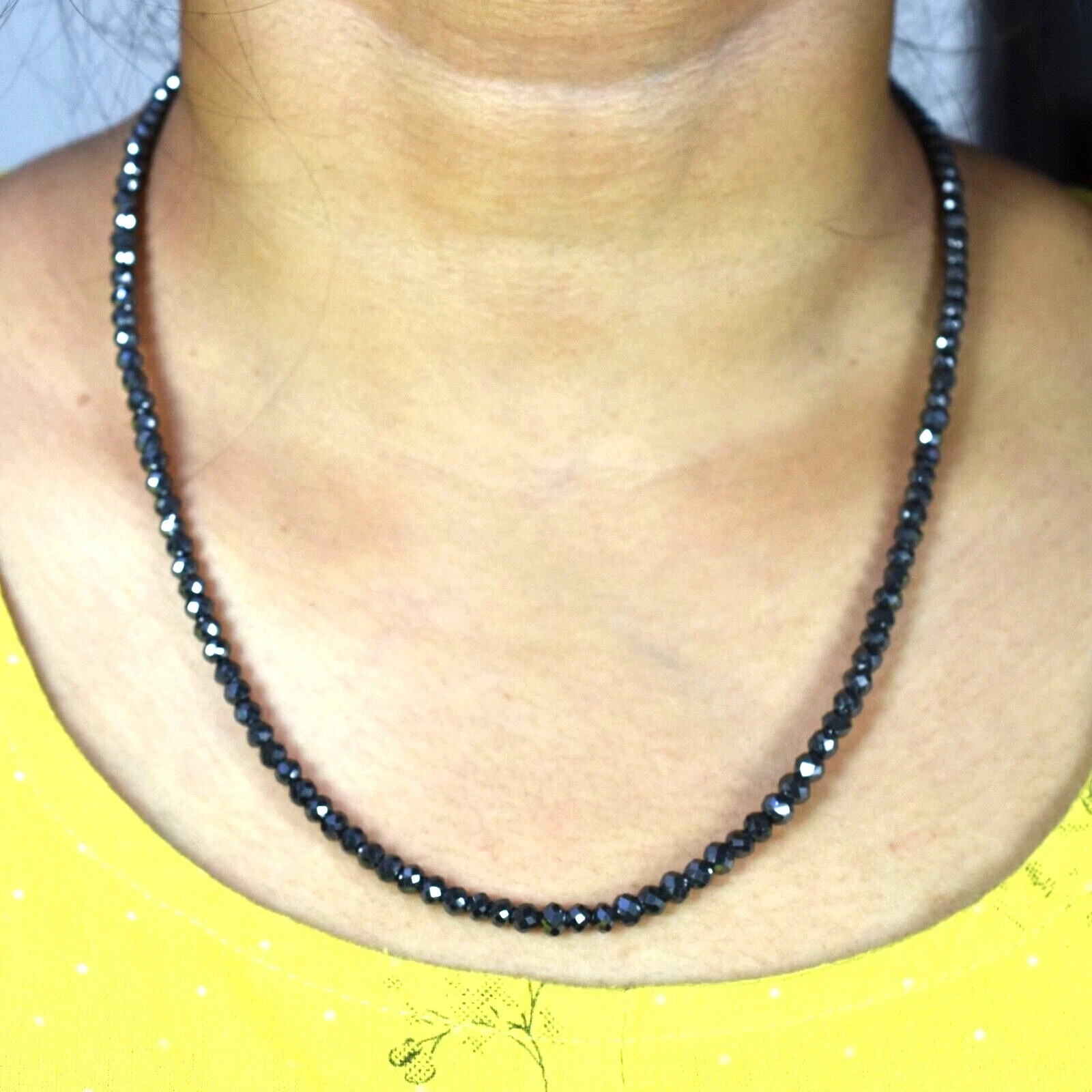 4 mm Certified Black Diamonds Necklace-Great Luster & Sparkle-FREE DIAMOND STUDS