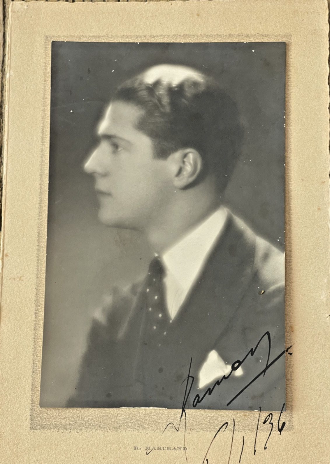Ramon Novarro Hollywood Silent Film Star RARE Photo by R. Marchand - SIGNED.