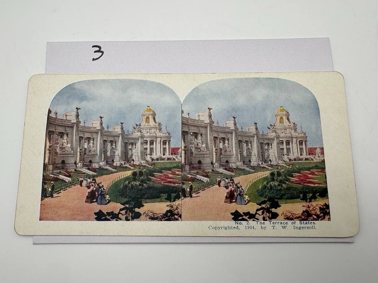 The Terrace of States West From Festival Hall Antique Stereoview Card