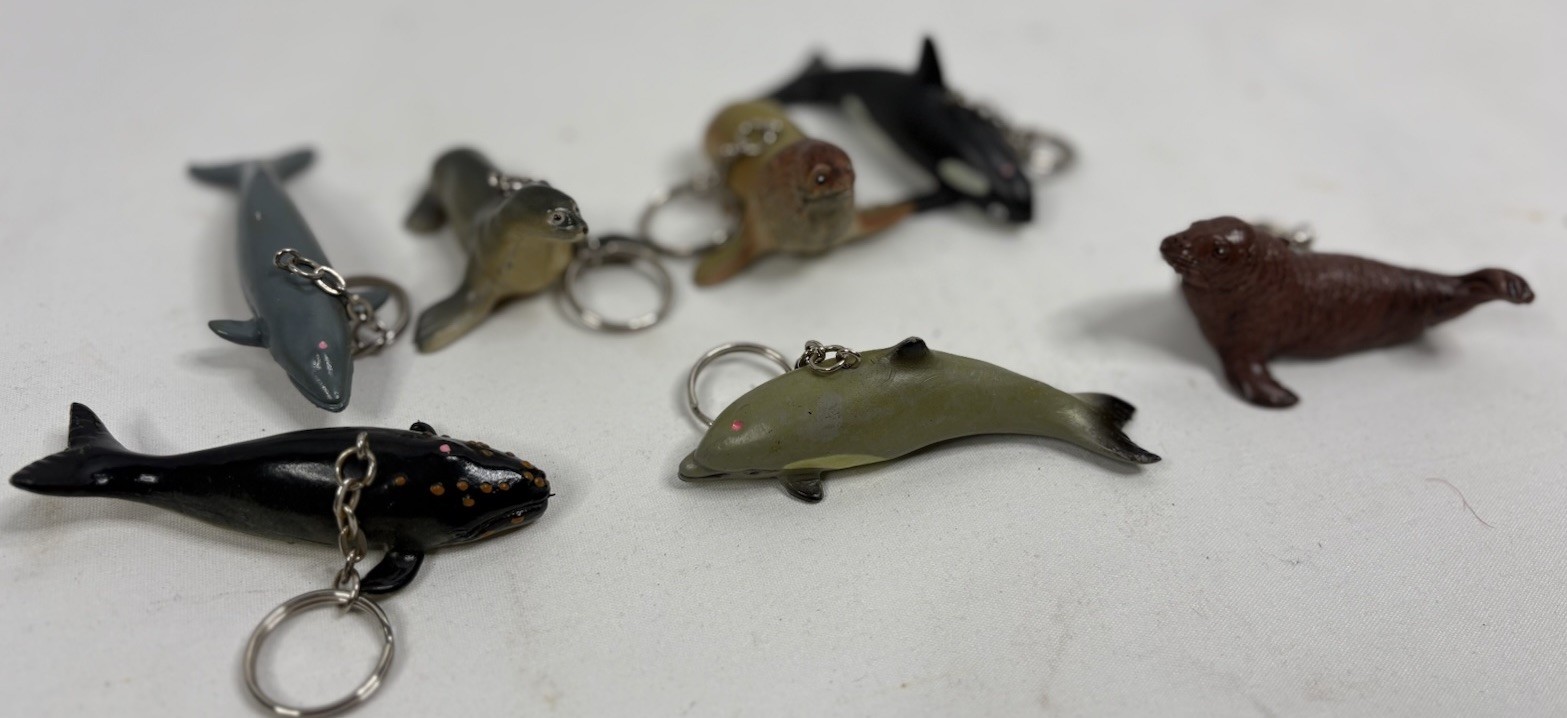 Lot Of 7 VTG 90’s Marine Figures Keychains Seal Walrus Starfish More