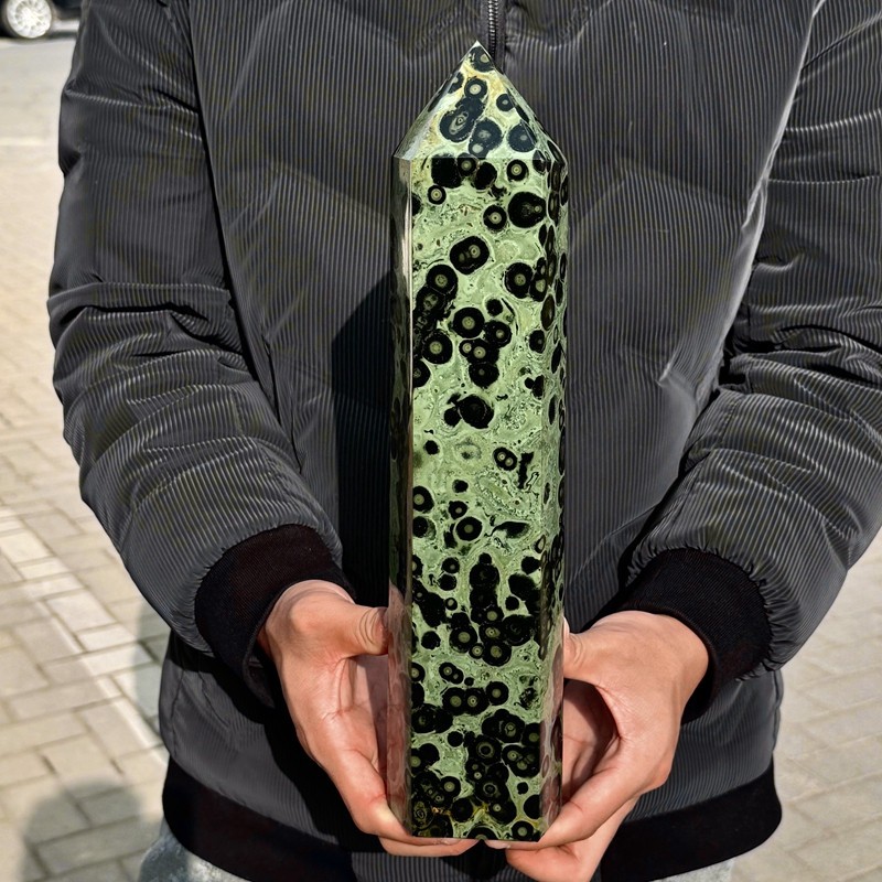 7.8LB Natural peacock eye crystal obelisk, quartz crystal energy column