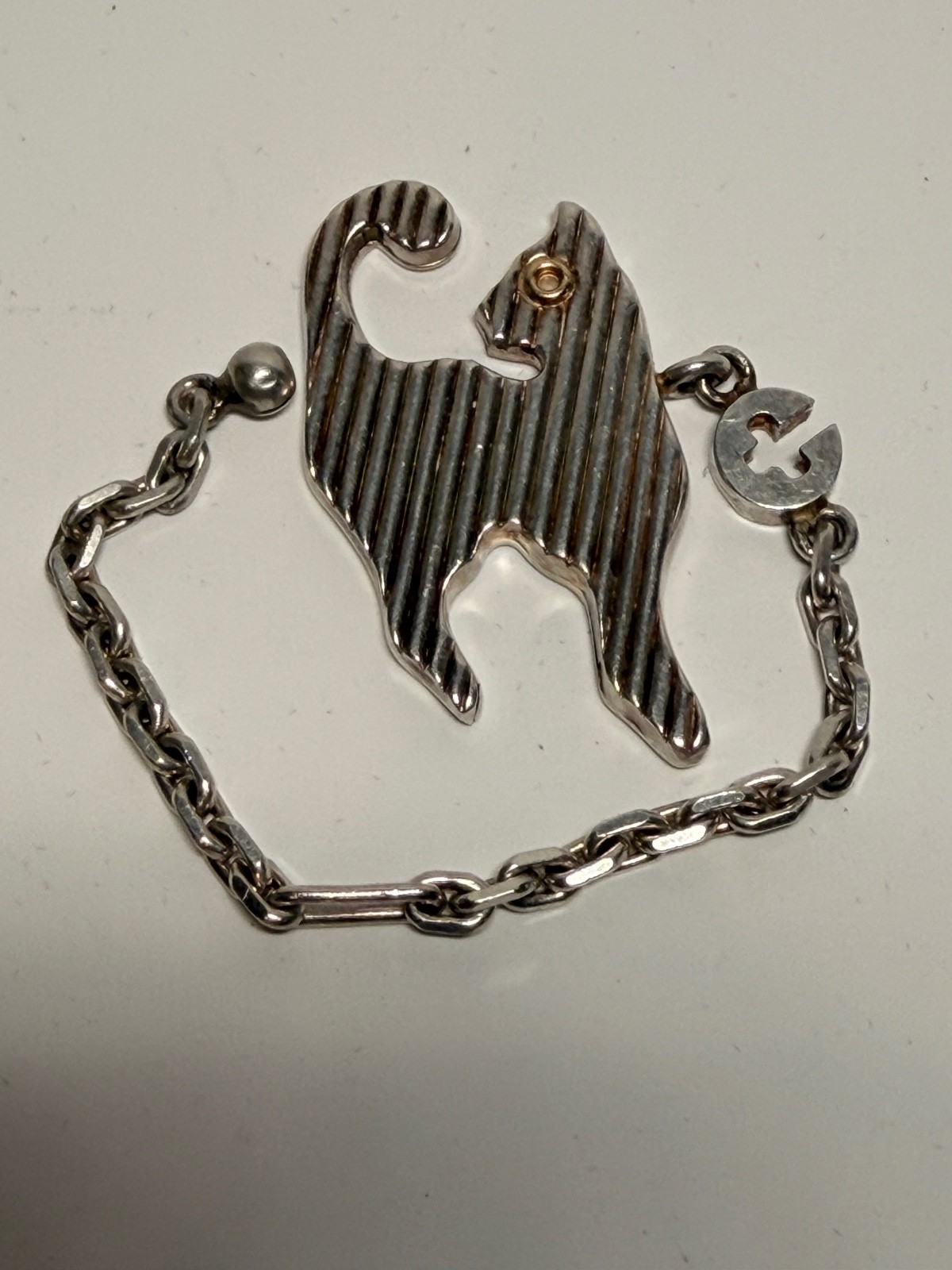Very Rare Tiffany & Co. Sterling &Gold Cat Keychain
