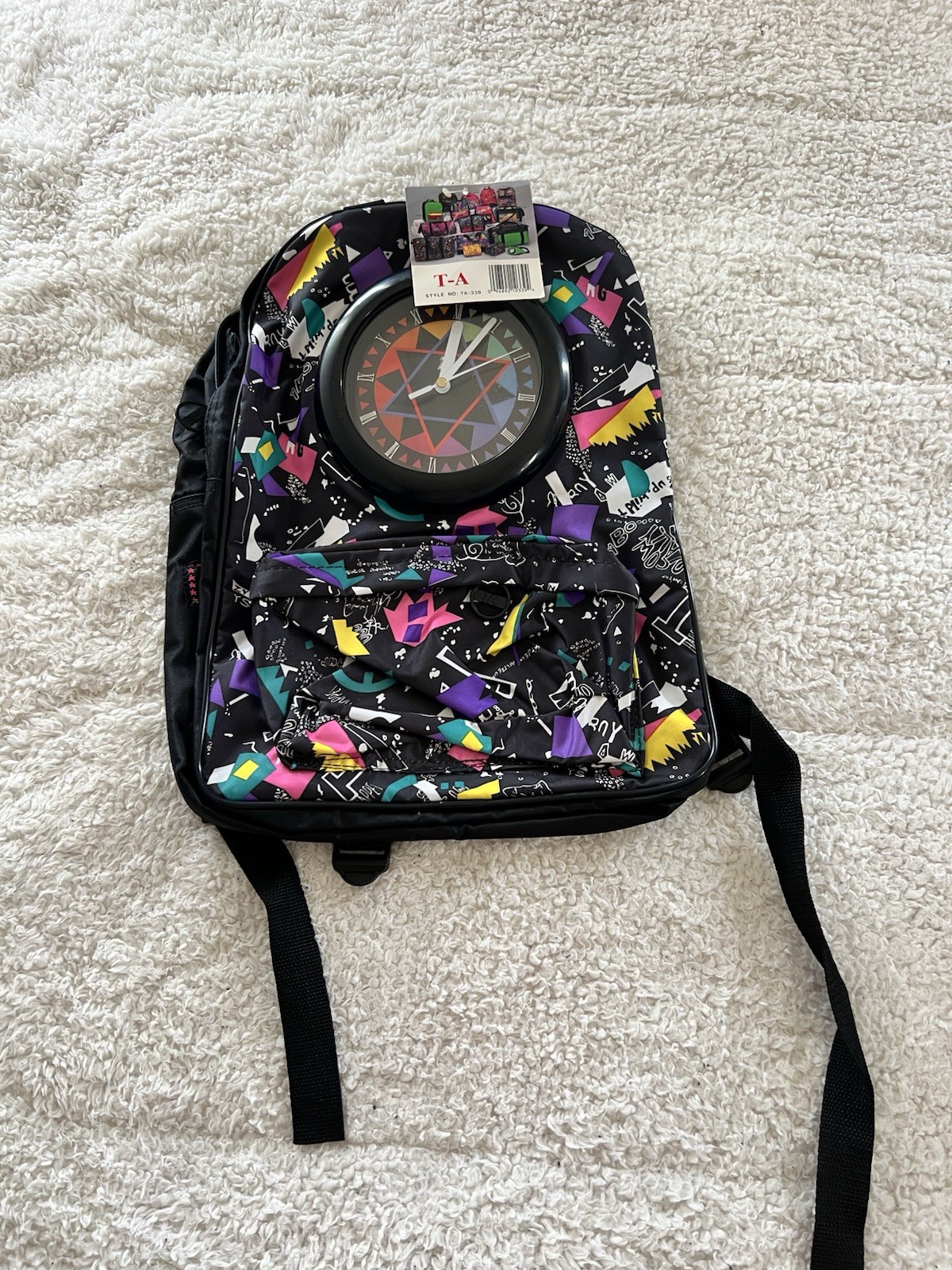 VERY RARE Vintage TA Clock Retro Backpack NWT  Works