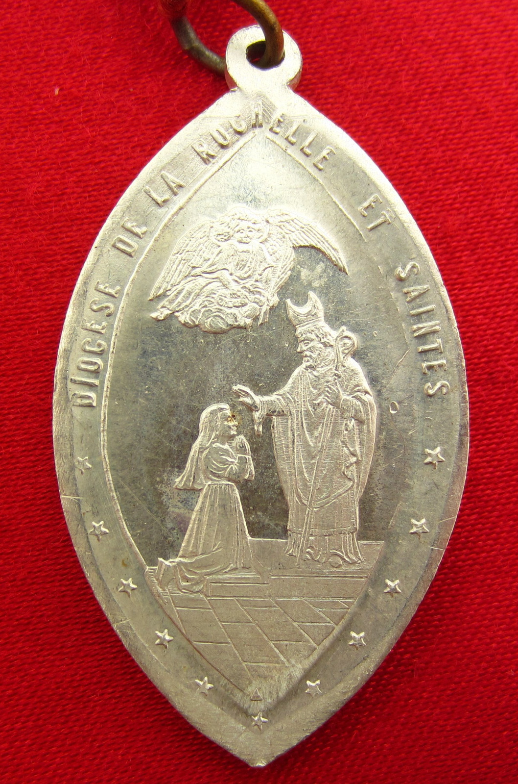 Vintage CONFIRMATION Medal DIOCESE OF ROCHELLE French Religious Aluminum LARGE
