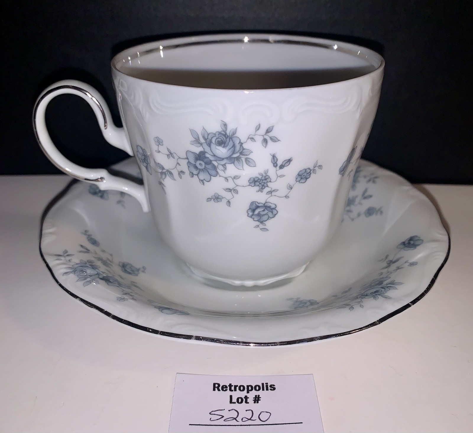 Vintage Johann Haviland Blue Garland Bavaria Germany Cup & Saucer