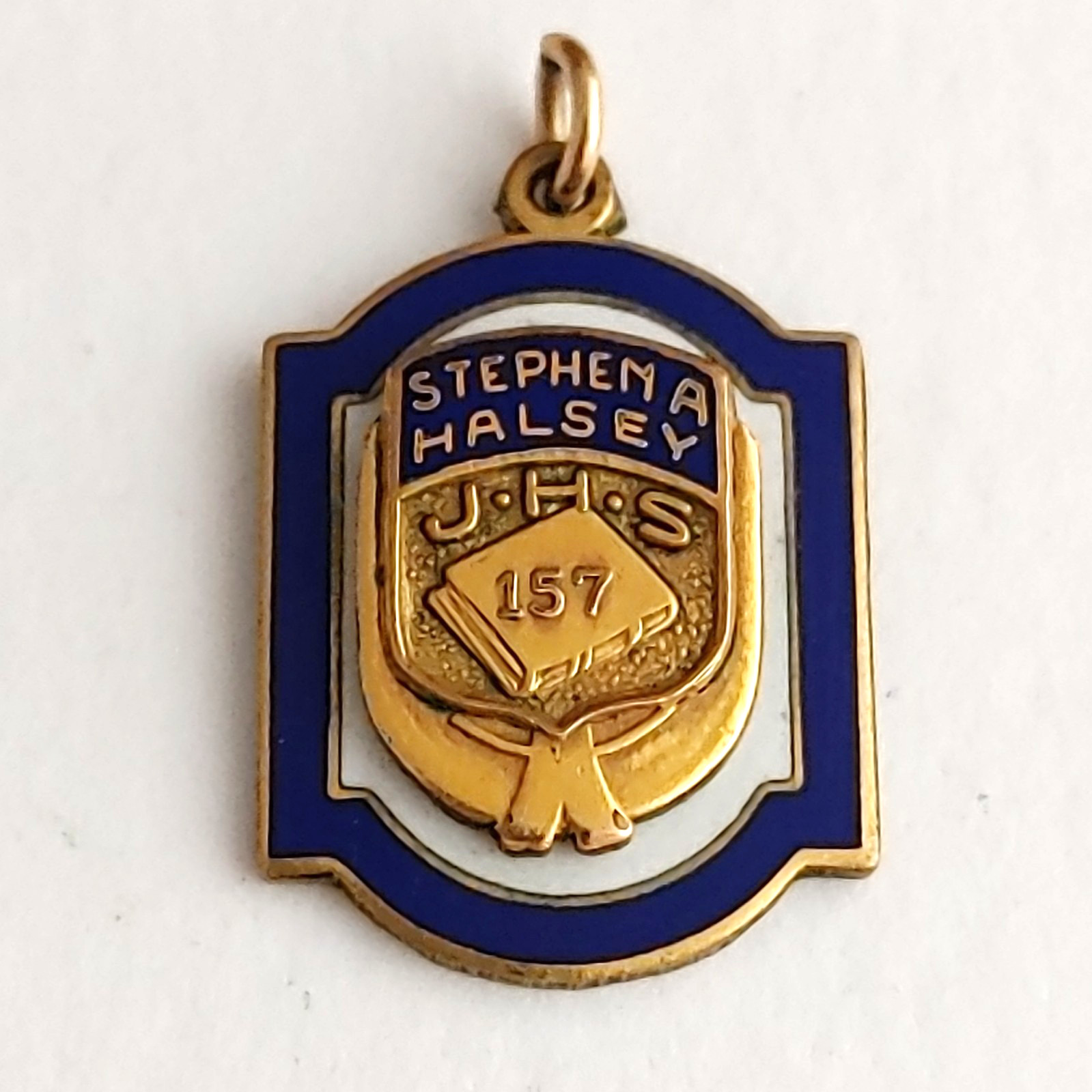 Vtg Jr. High Enamel Fob Pendant School Charm Gold Filled Stephen A Halsey JHS