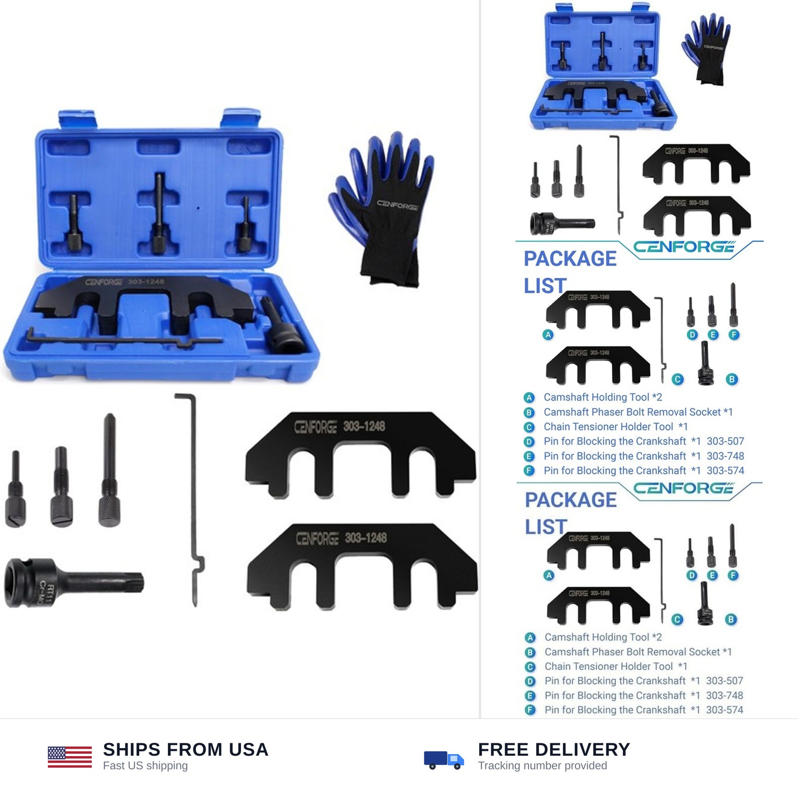 303-1248 7PC Camshaft Holding Timing Tool Kit for Ford 3.5L & 3.7L 4V Engine,...