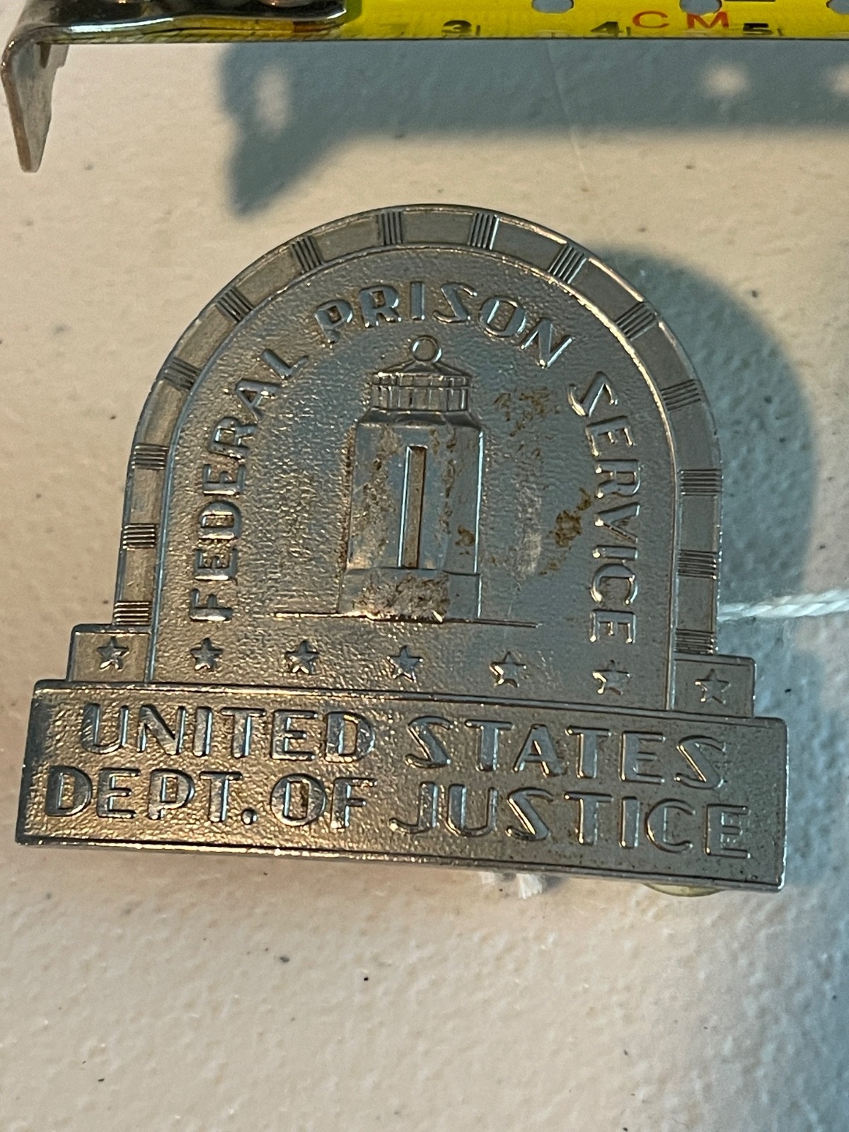 Vtg obsolete badge department of Justice Federal prison service 1940