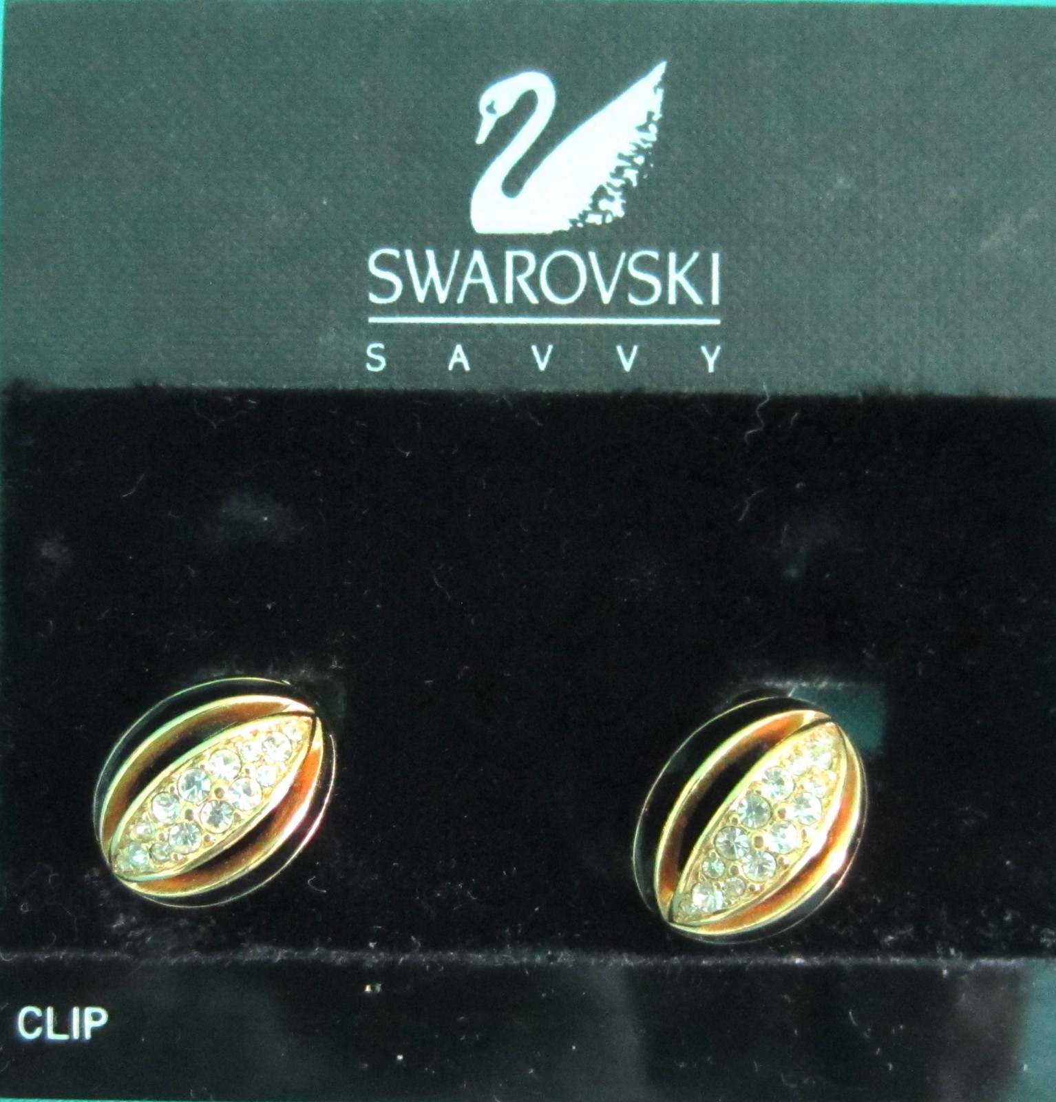 VINTAGE SWAROVSKI GOLDTONE & PAVE CLIP EARRINGS
