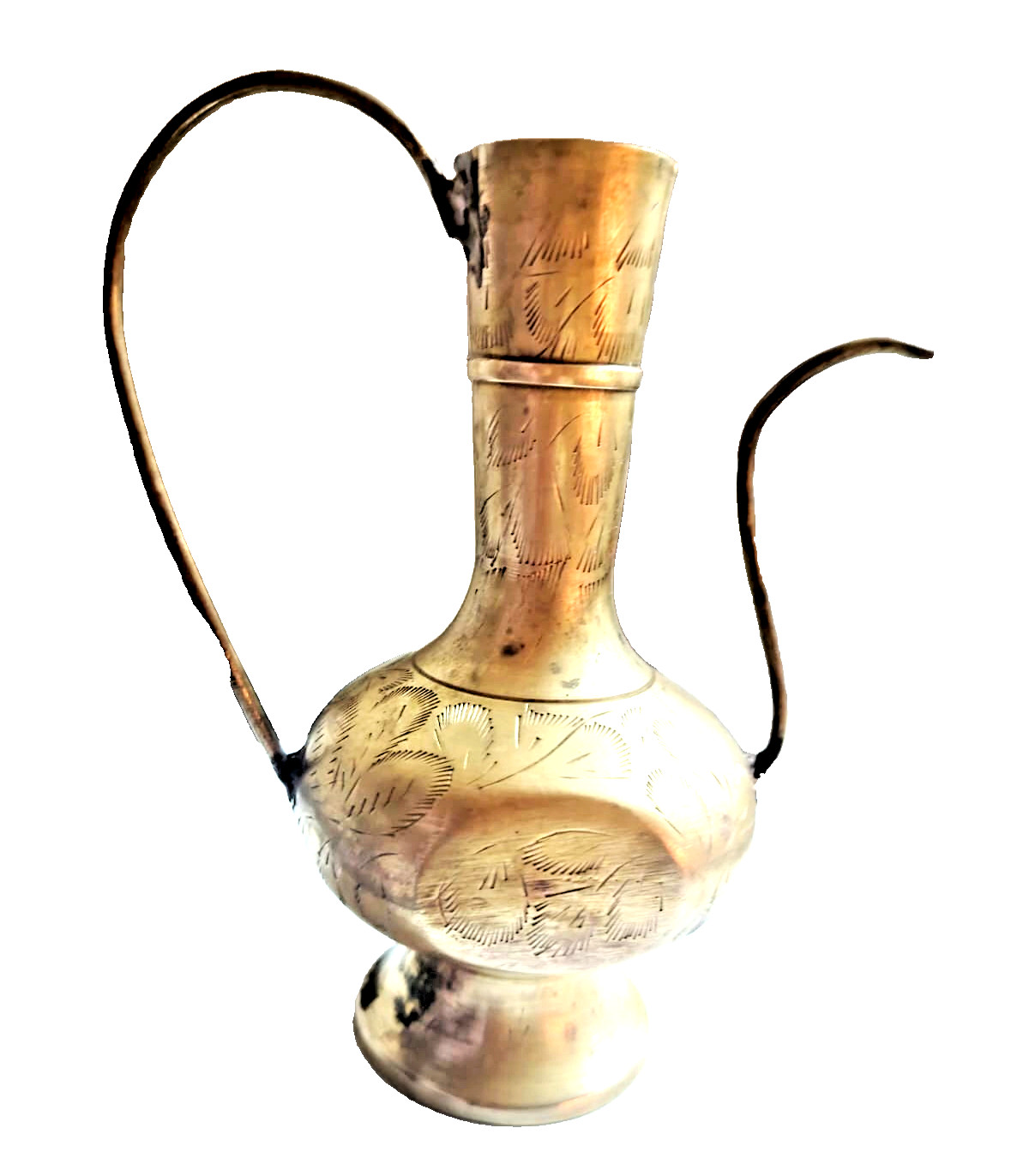 Handcrafted Engraved Brass Ewer Decorative Etched Pitcher Antique style Vintage