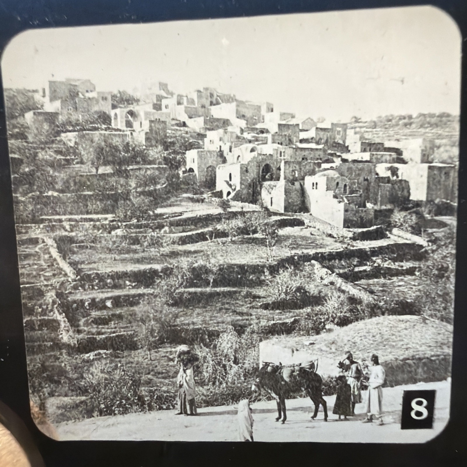 Antique Magic Lantern Glass Slide Holy Land Abu Ghoush 