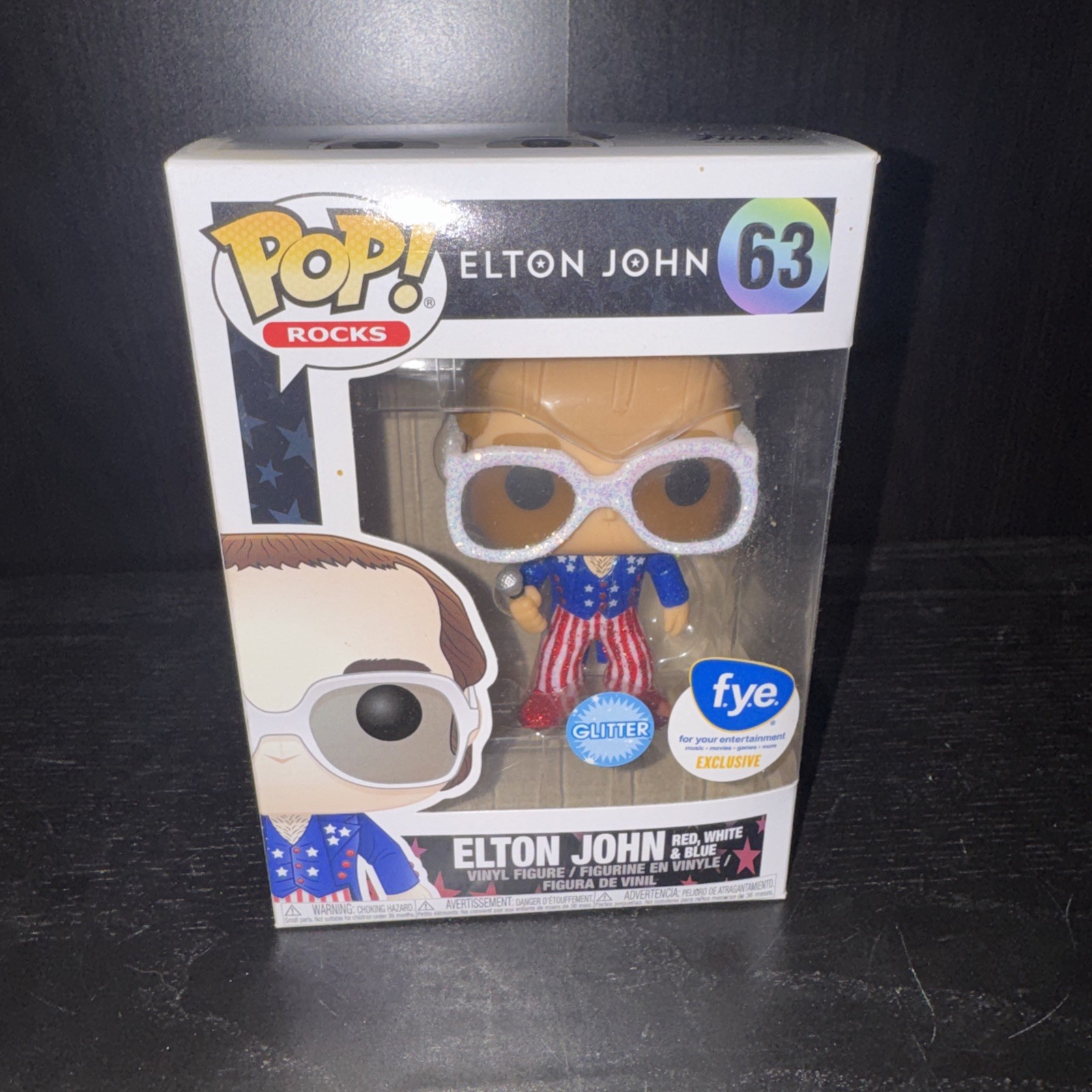 Funko Vinyl: Elton John - Red, White, & Blue (Glitter) - FYE (Exclusive) #63
