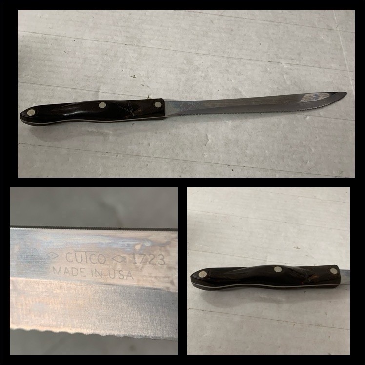 CUTCO Serrated Carving / Slicing Knife # 1723   Three Rivet Handle-READ