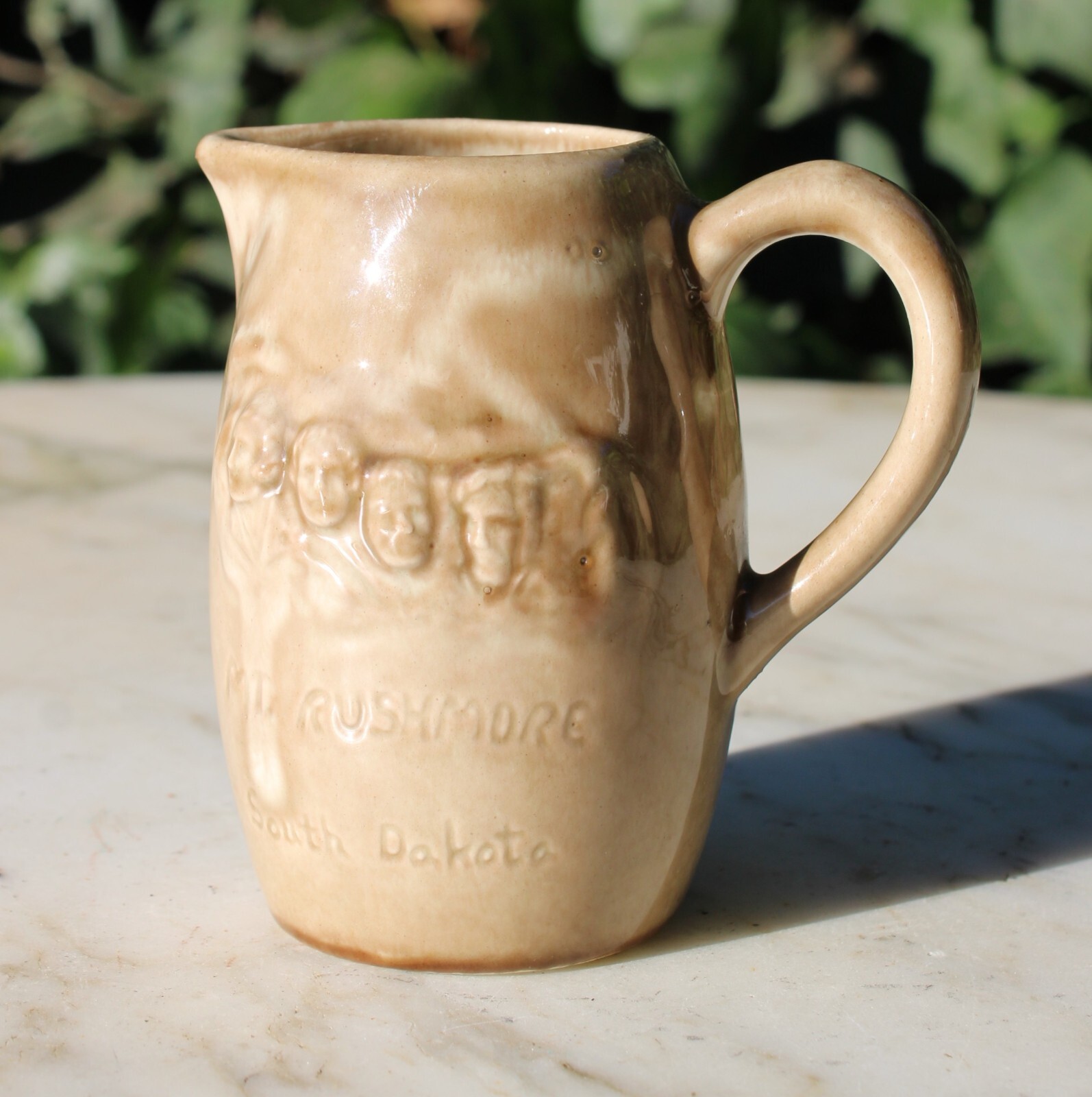 Vintage Mt Rushmore South Dakota Souvenir Small Pottery Pitcher Creamer 4”