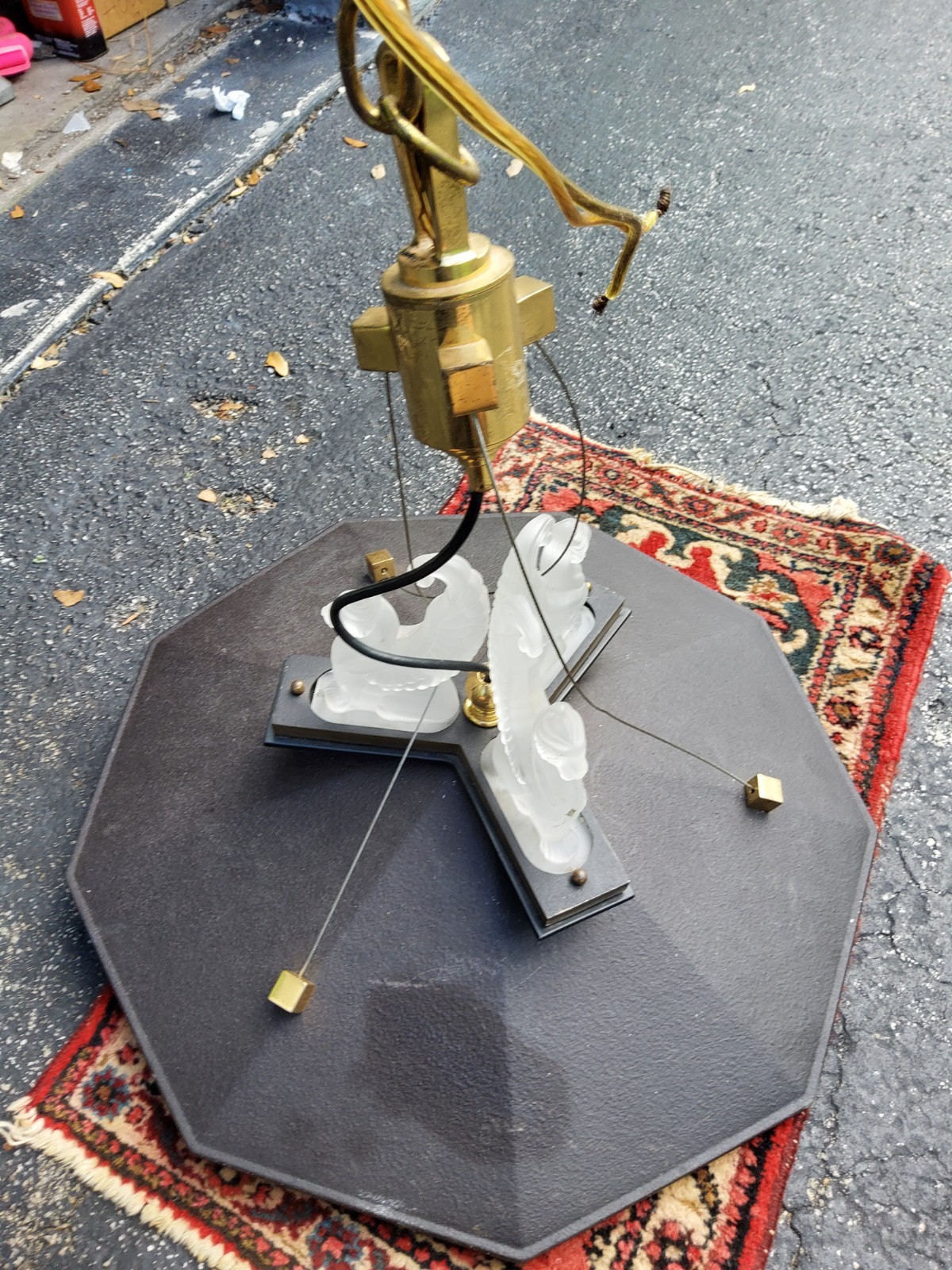 UNIQUE ARTISAN made LvgRm Pegasus lighted Trio Nonagon (9 sided) 3 lights EXCLT 